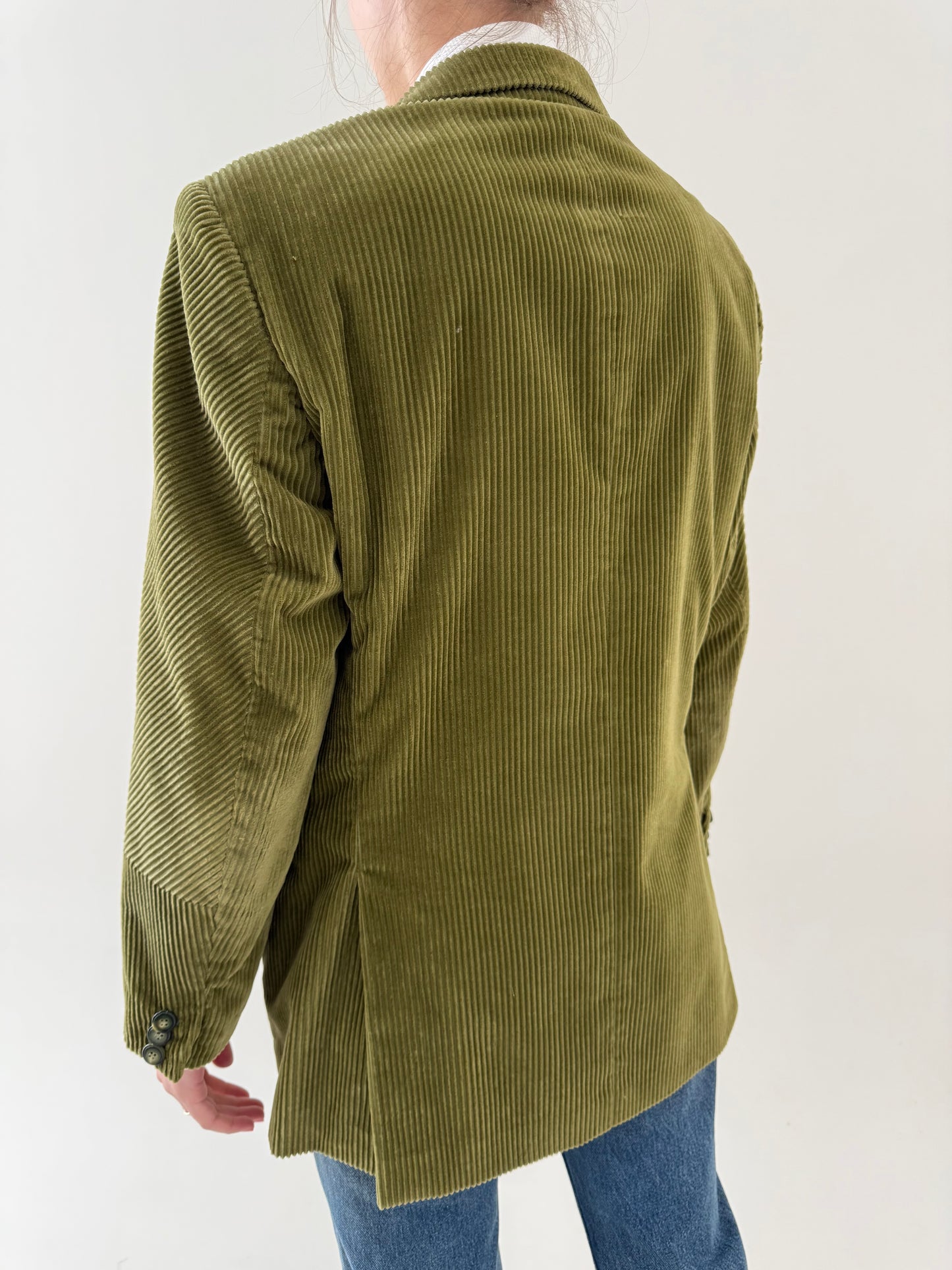 Sacou luxury Trussardi sea weed green din catifea in croi actual