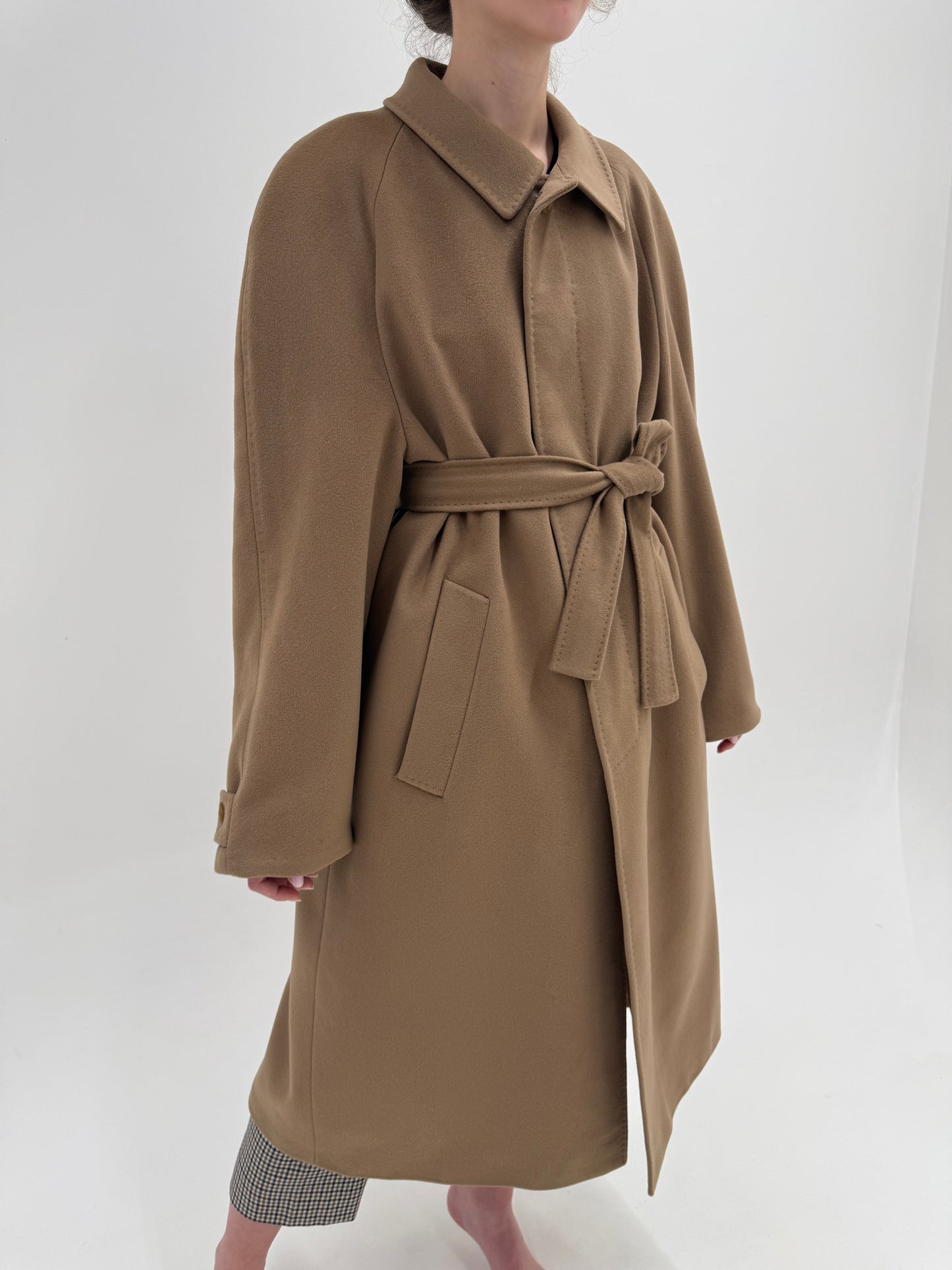 Palton ultra luxury Colombo camel din stofă plină de lana și cașmir