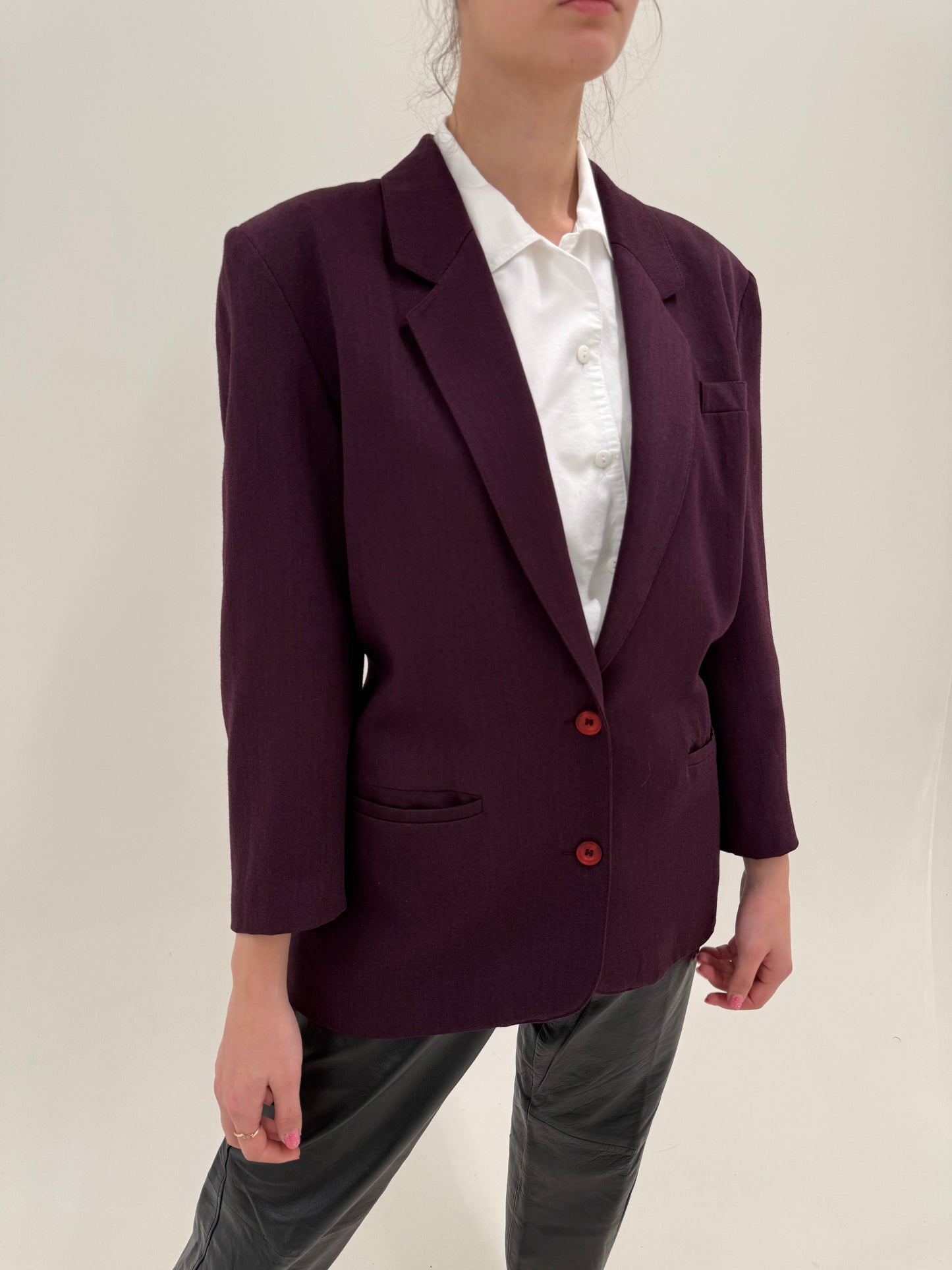 Sacou dark plum din stofita subțire de primăvară