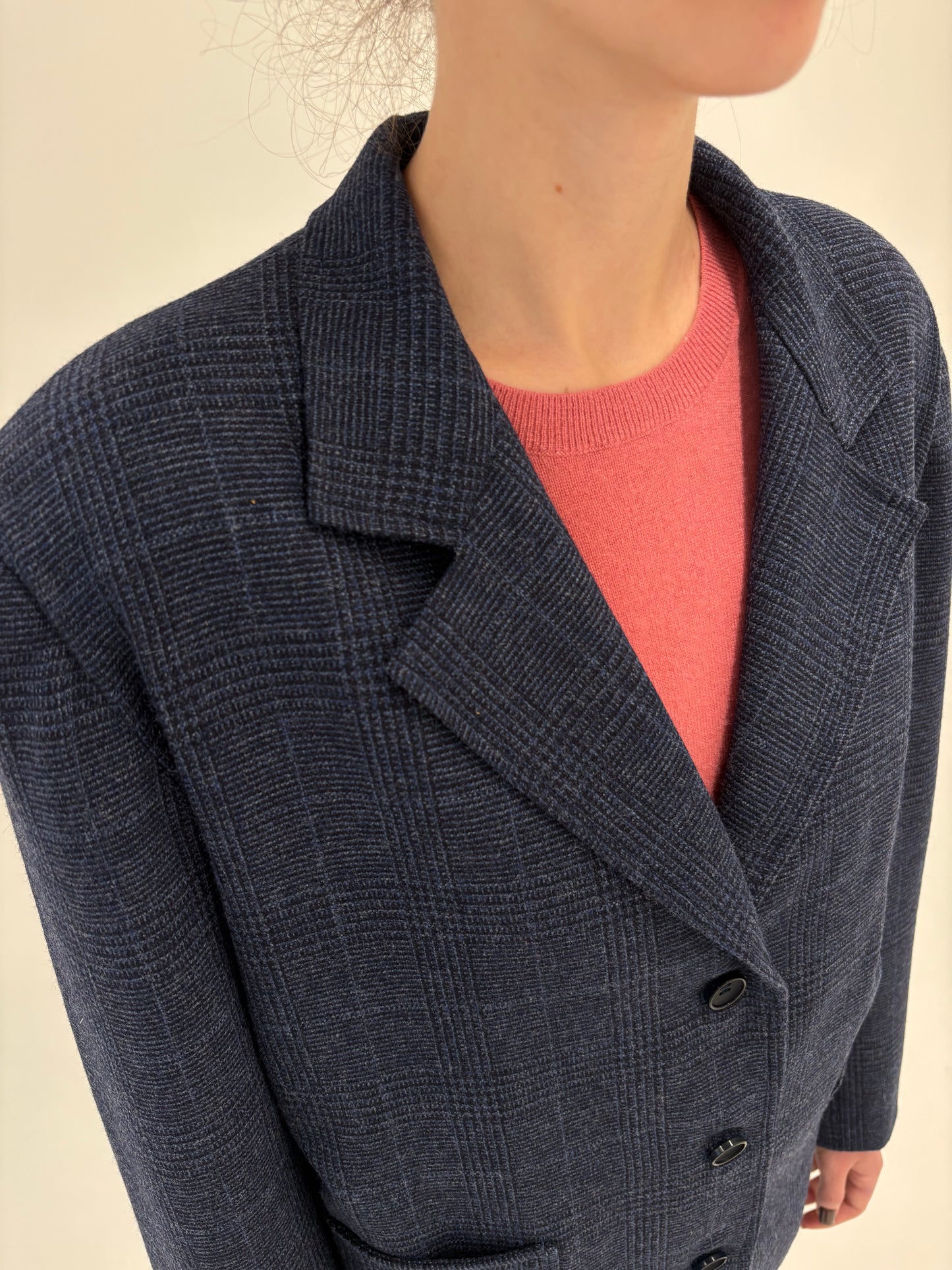 Sacou petite luxury Pierre Cardin din stofă plină de lana în carouri