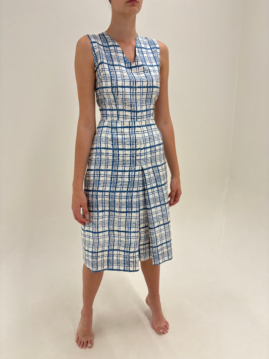 Rochie vintage din twill de mătase naturală cu talie ultra înaltă marcată