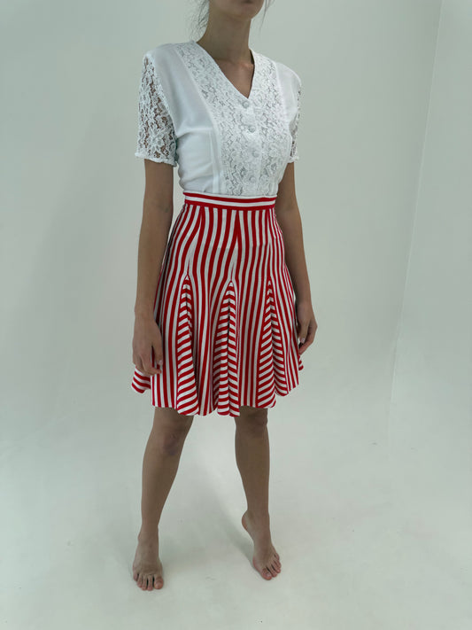 Fustă vintage de designer cu influențe nautice și clini în croi super amplu