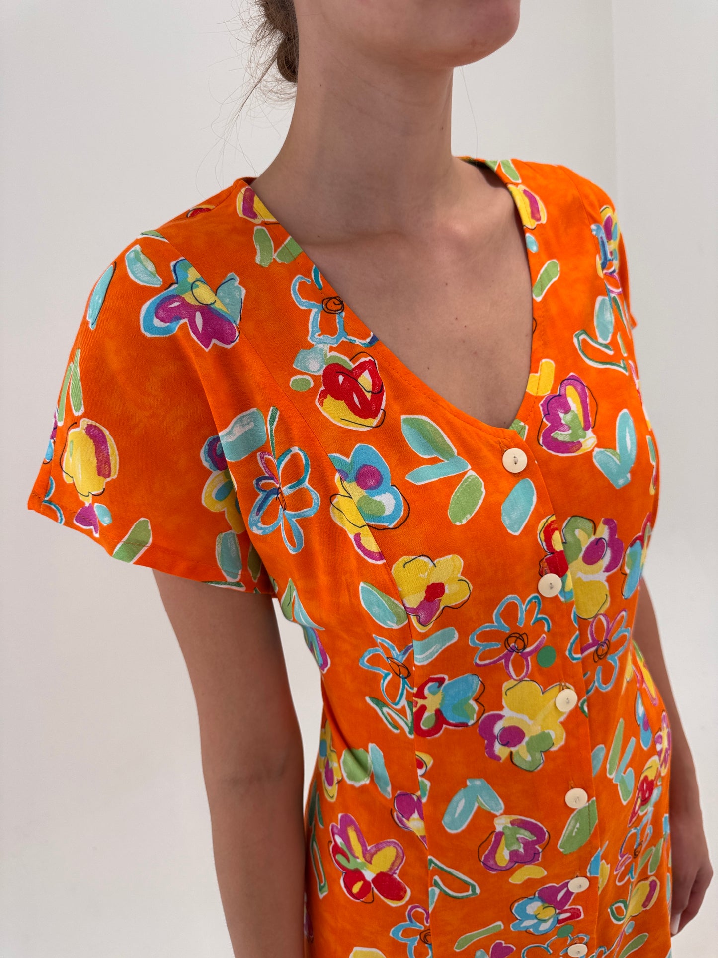 Rochie vintage maxi super vaporoasă în culori tari cu talie reglabilă