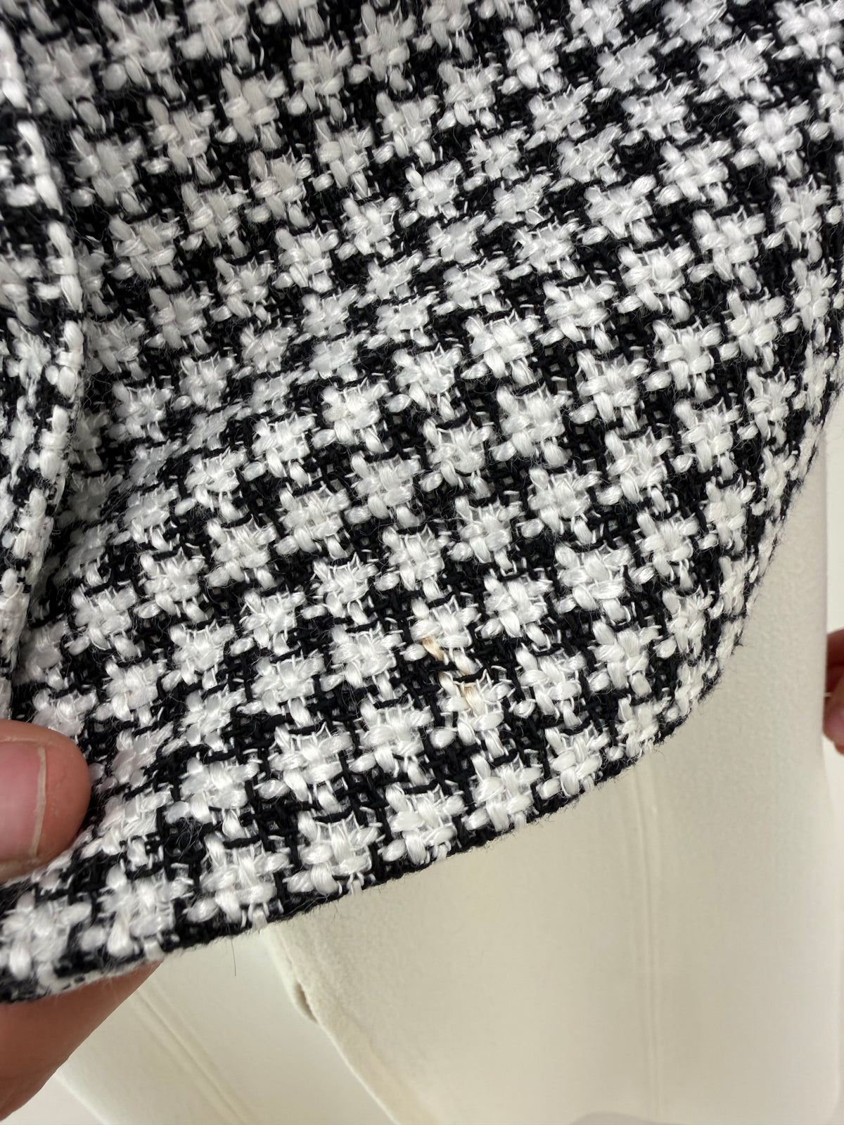 Sacou vintage din tweed alb negru de lana extrafina și bumbac