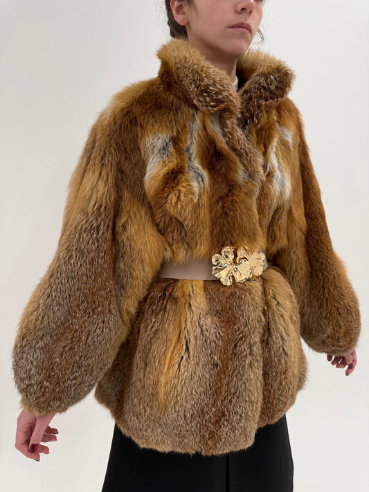 Blană naturală de vulpe golden fox