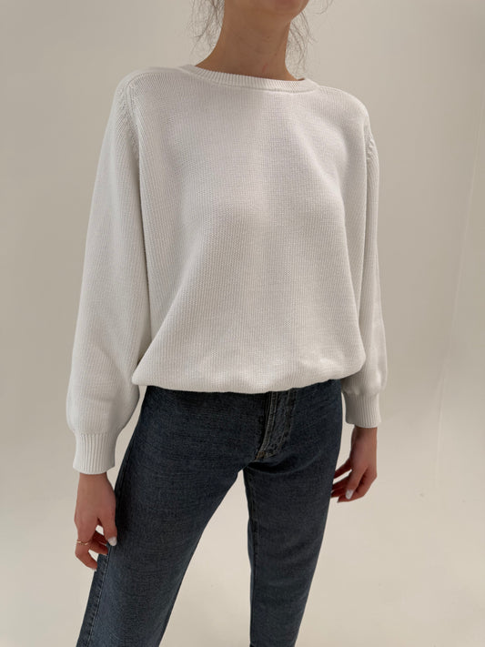 Pulover vintage italian din bumbac premium de gramaj mare în croi clasic