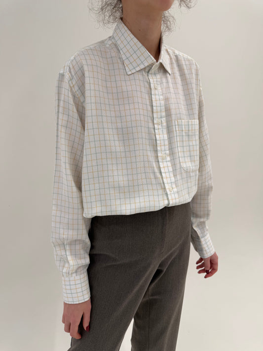 Cămașa high end din bumbac gros Oxford weave în carouri fine