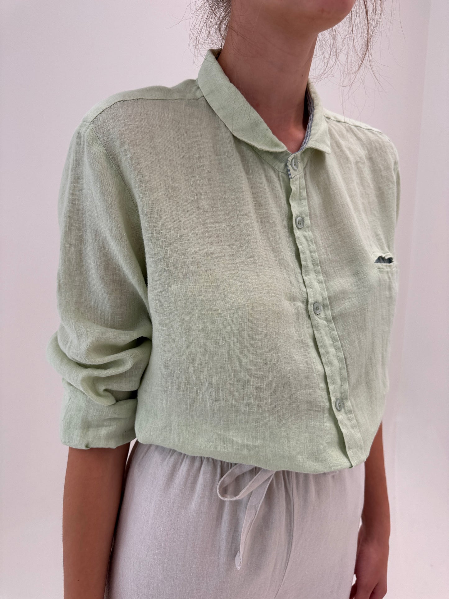 Cămașa de brand super premium Inperial pistachio green din in