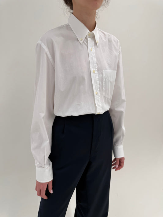 Cămașa albă vintage italiană high end din poplin excepțional de bumbac