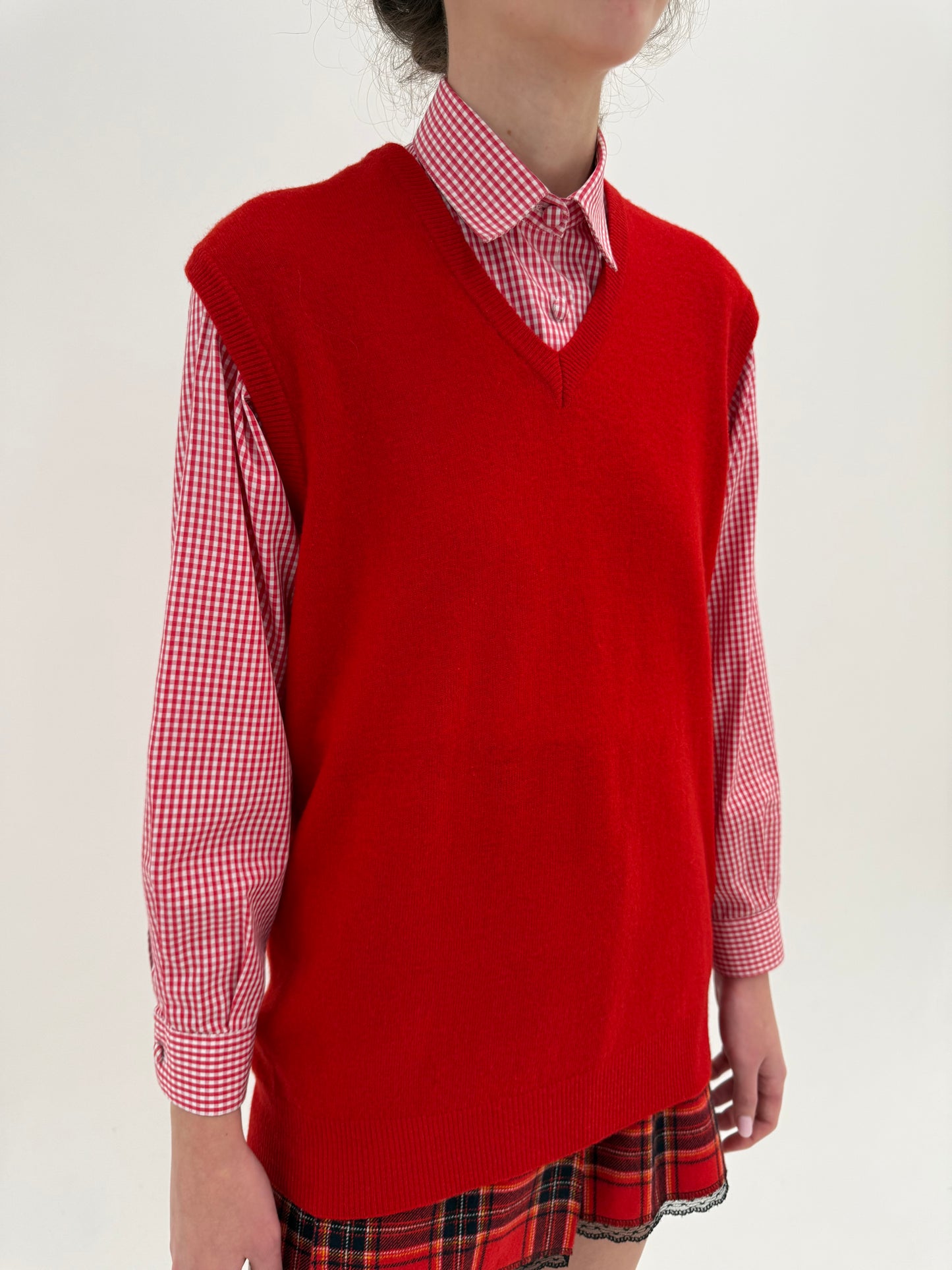 Top/ vesta vintage cherry red 80% lana extrafina