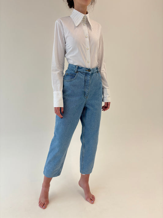 Jeans vintage premium mom fit cu talie ultra înaltă classic wash
