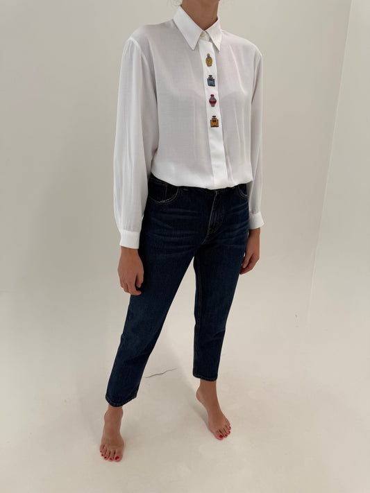 Jeans dark wash premium din bumbac gros în croi super revenit în trend
