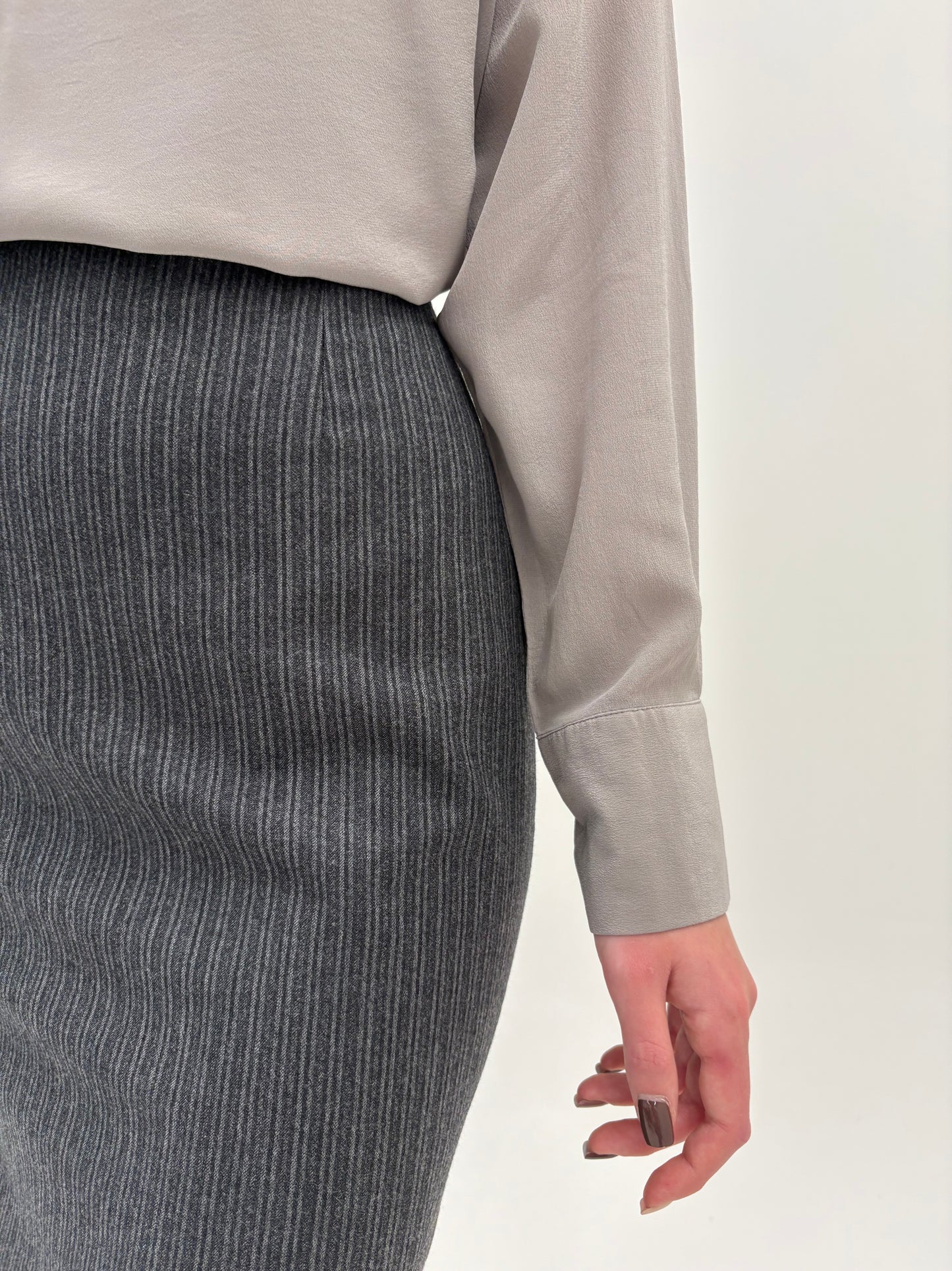 Fustă Marella by Max Mara din lana cu cașmir și dungi fine verticale