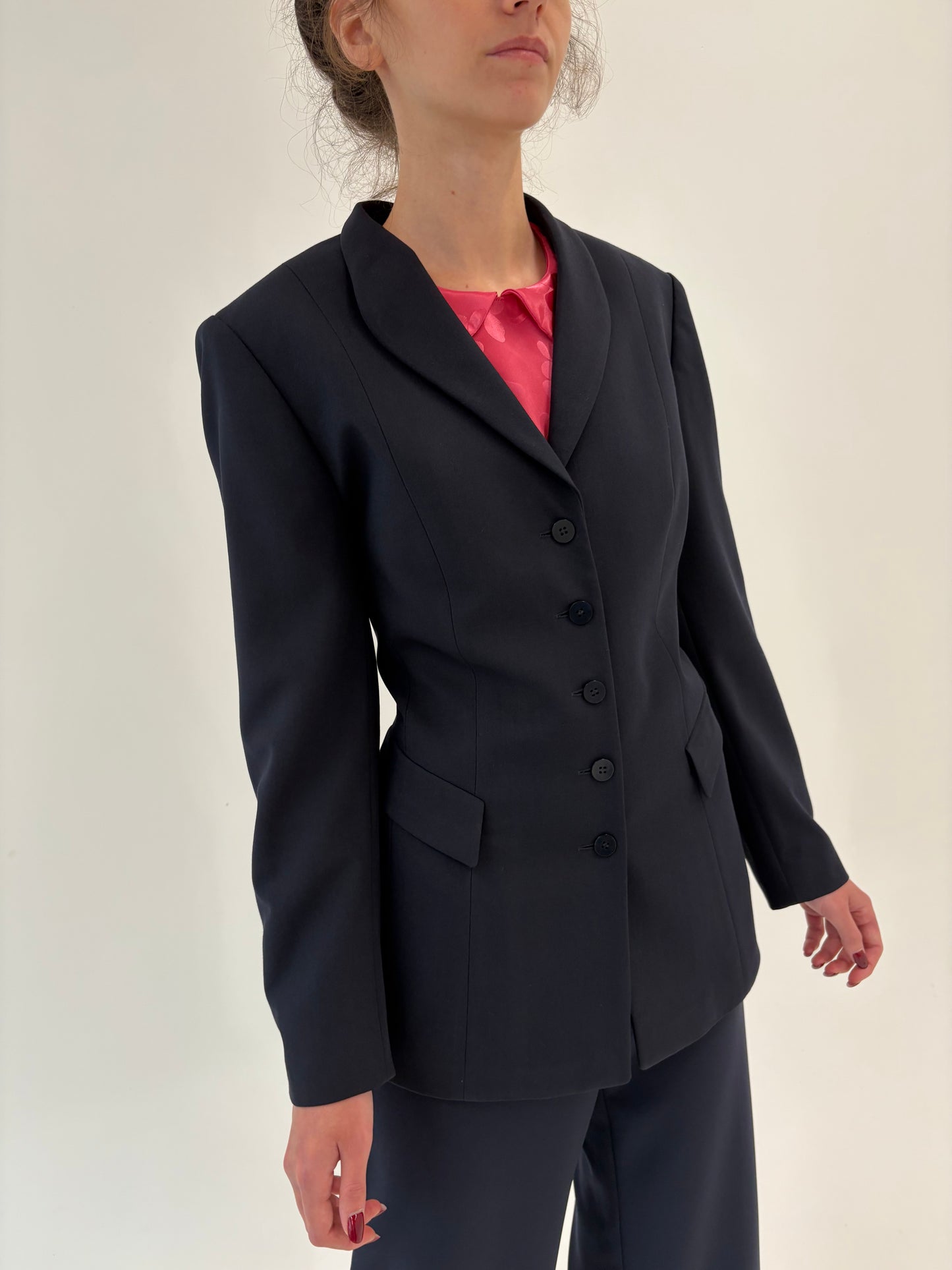 Sacou Navy usor cambrat din lana extrafina