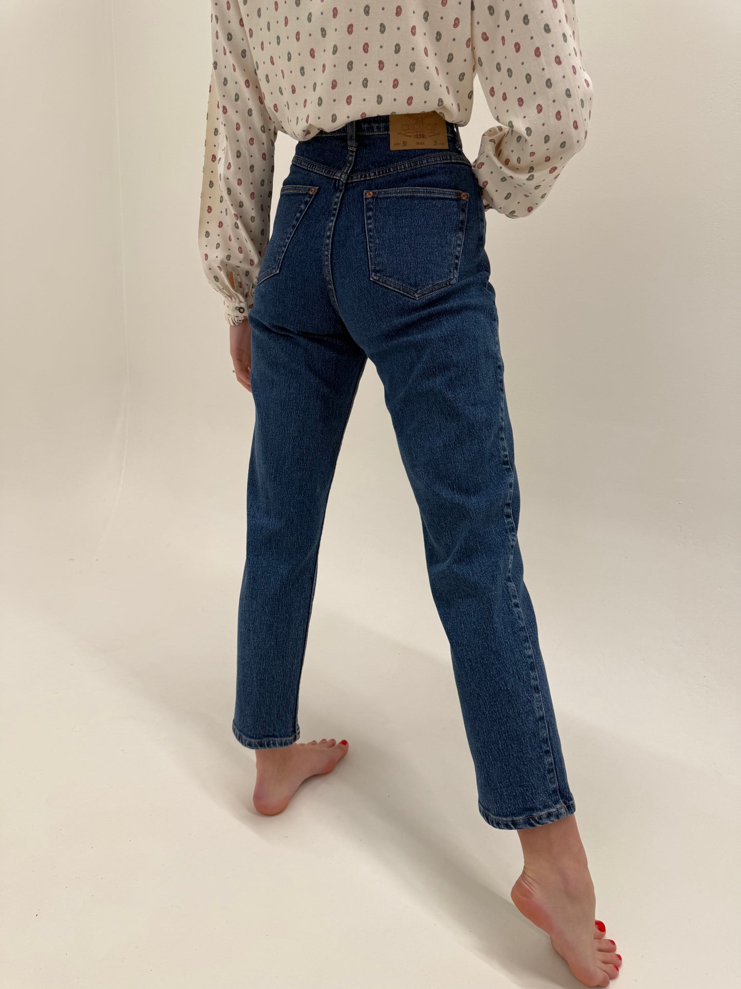 Jeans vintage cu talie ultra înaltă mom fit ultra modelatori dark wash