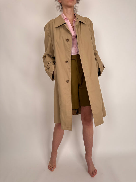 Trench vintage premium clasic camel din bumbac texturat impermeabil