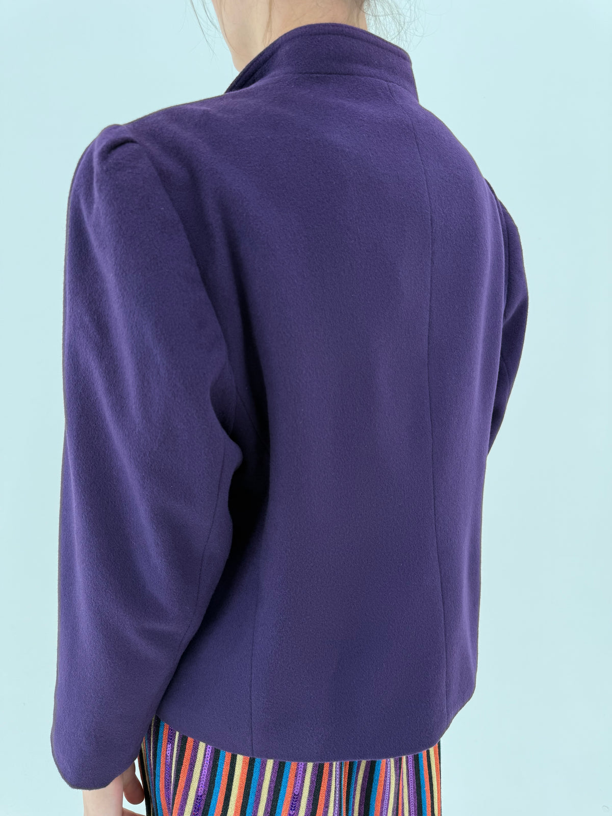 Sacou vintage luxury Delmod din stofă de lana cu 30% cașmir eggplant purple