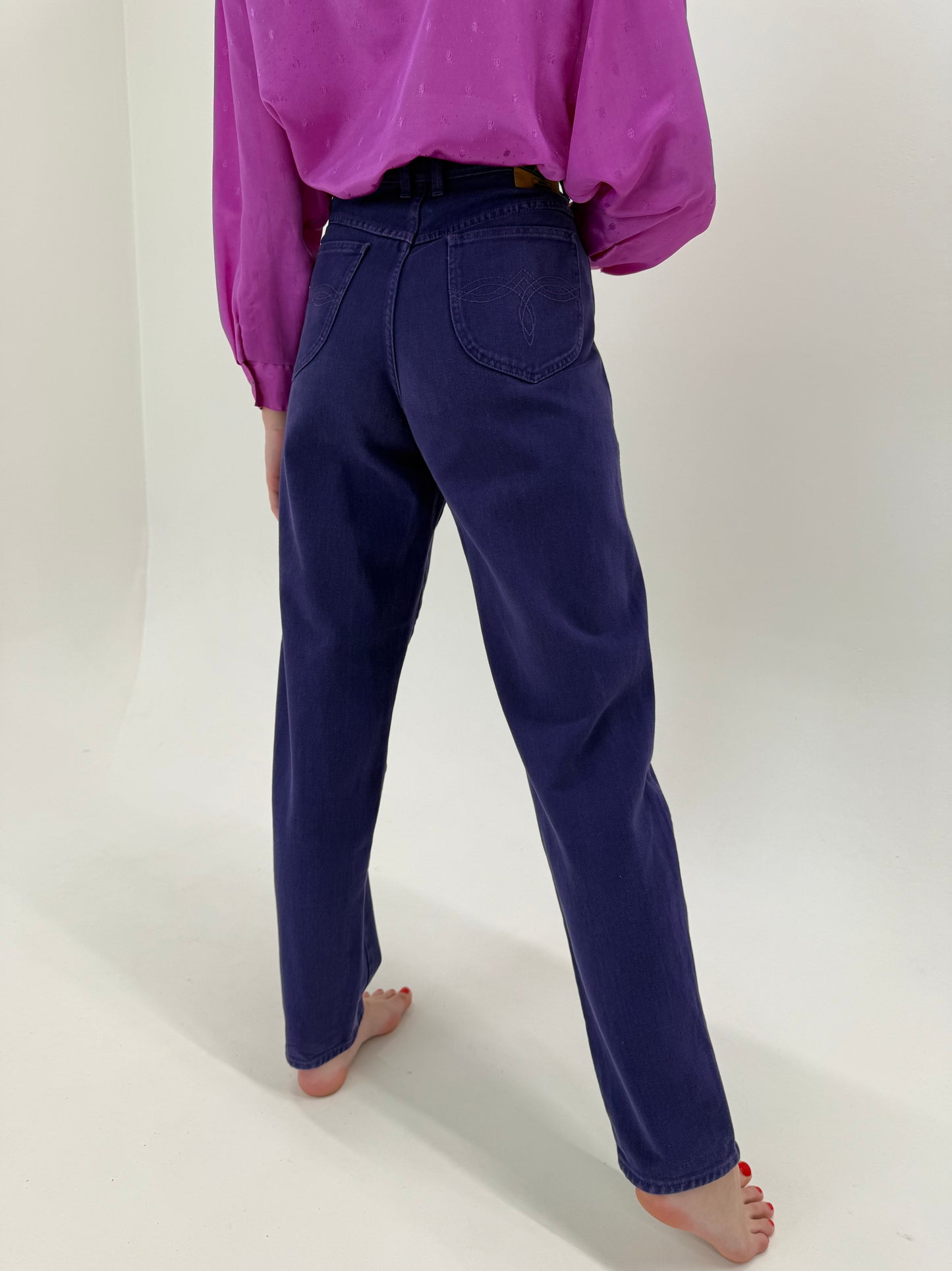Jeans vintage premium tall mom fit purple cu talie ultra înaltă