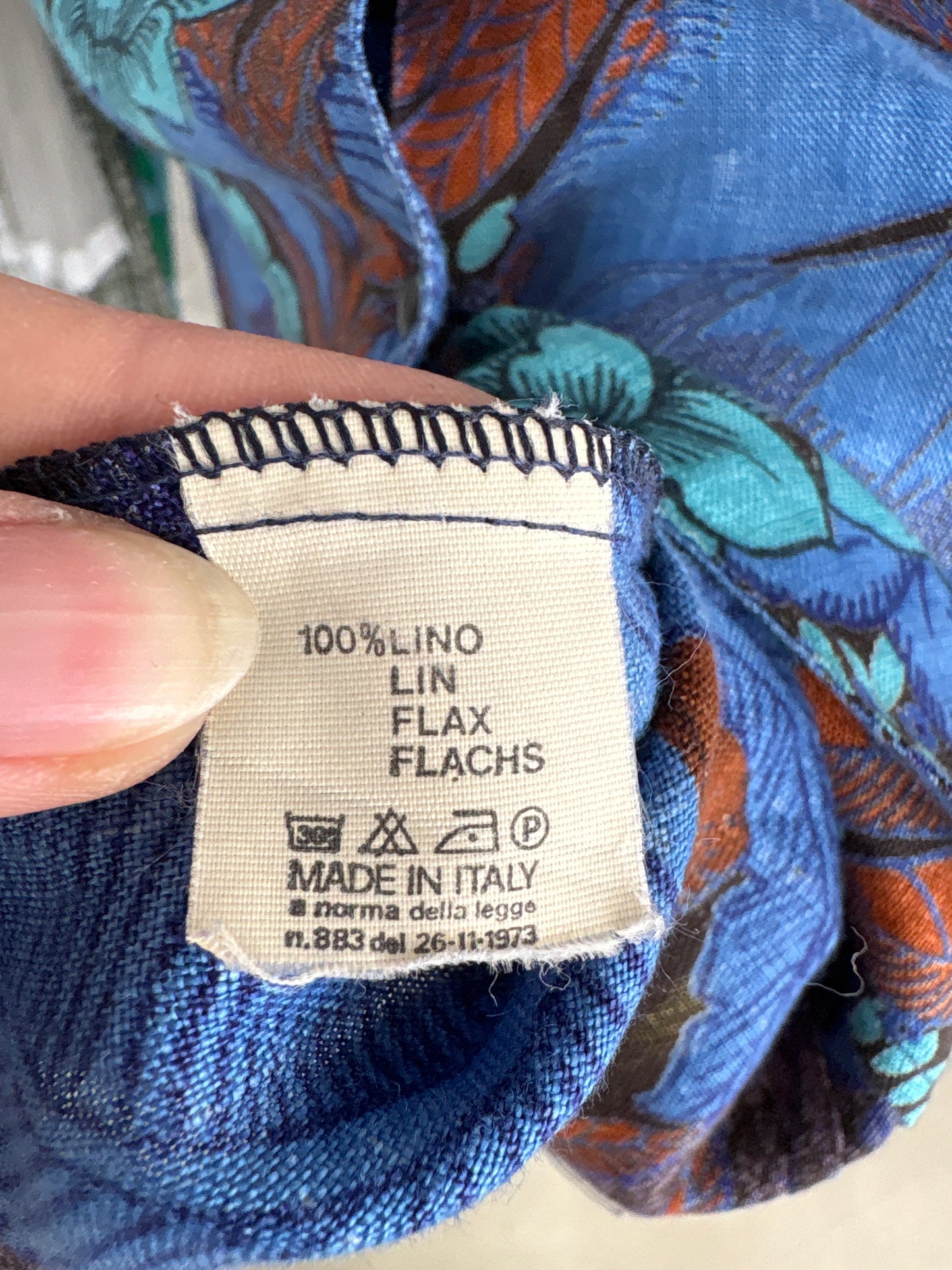 Cămașa italiana vintage din in premo cum print organic în culori superbe