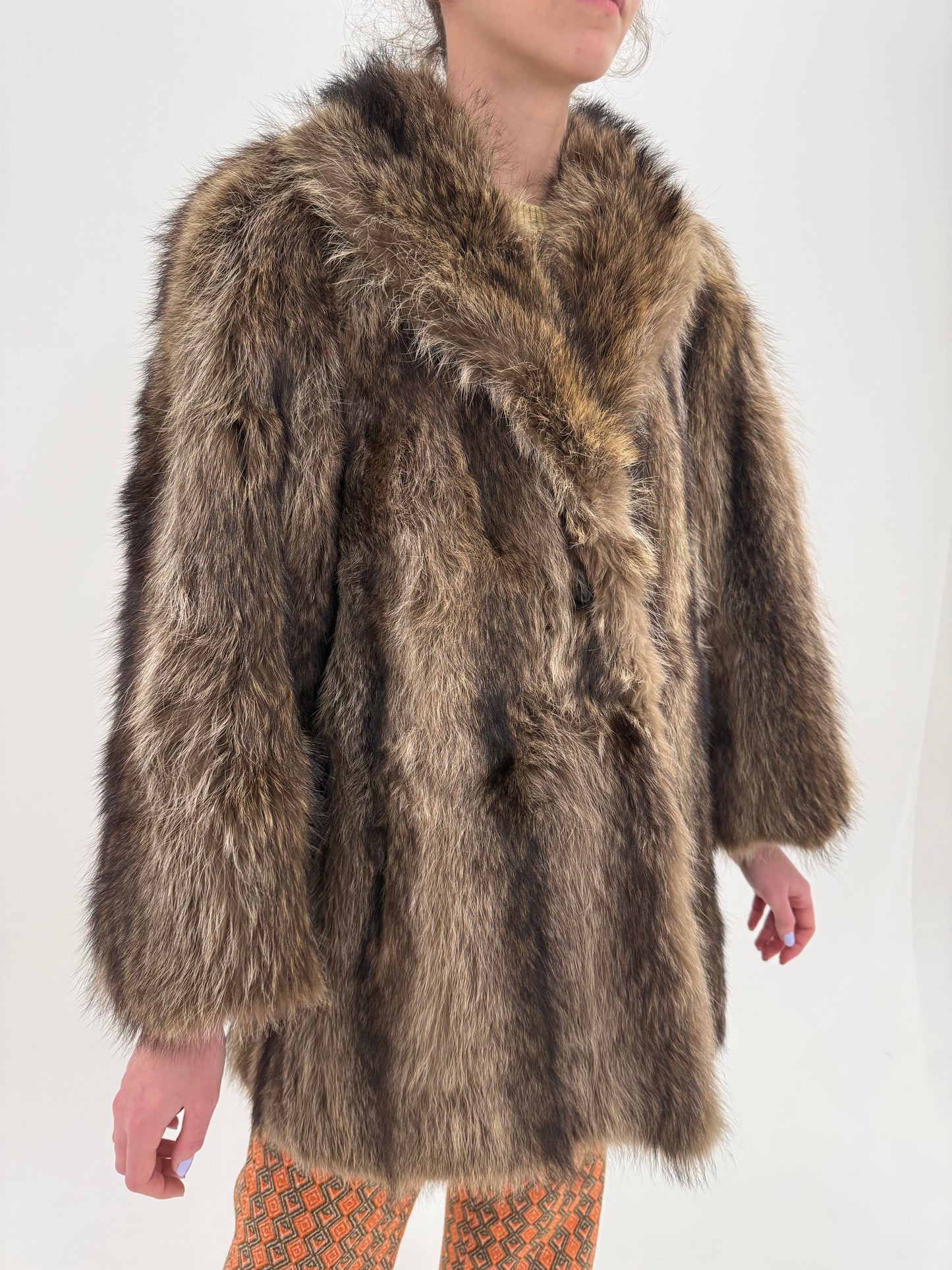 Blană naturală de muskrat cu fir lung