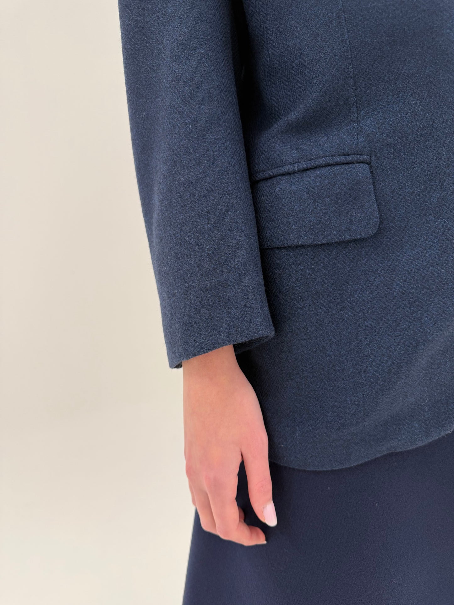 Sacou couture italian petite din stofă de lana plină extrafina Chevron