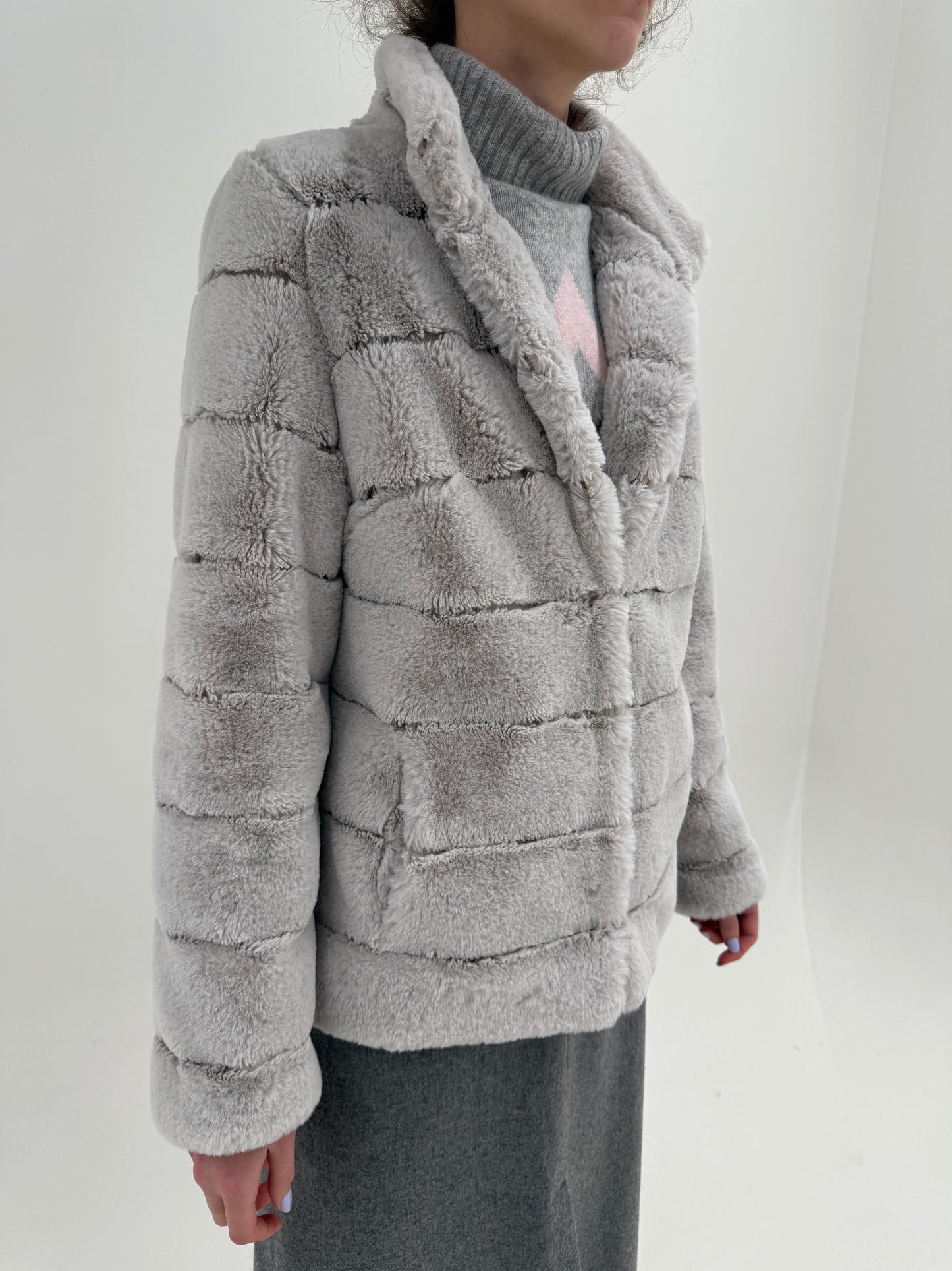 Blană eco silver gray italiană de la zi la seară