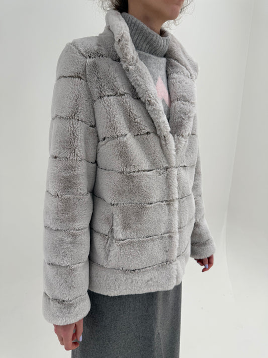 Blană eco silver gray italiană de la zi la seară