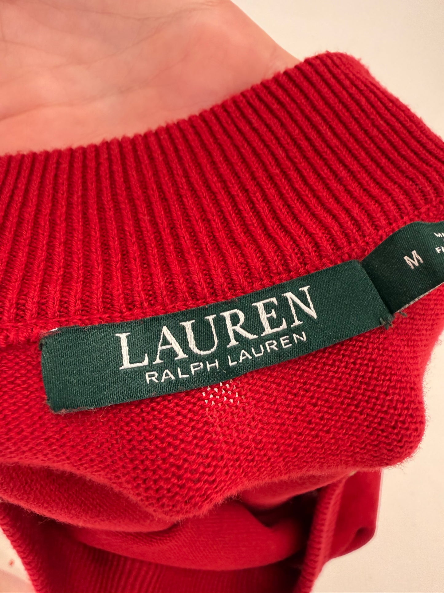 Soft knit Ralph Lauren cherry red cu decolteu bărcuță
