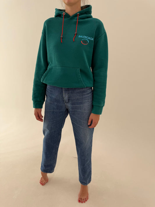 Jeans Valentino old vintage anii 80 din bumbac gros cu talie ultra înaltă tall