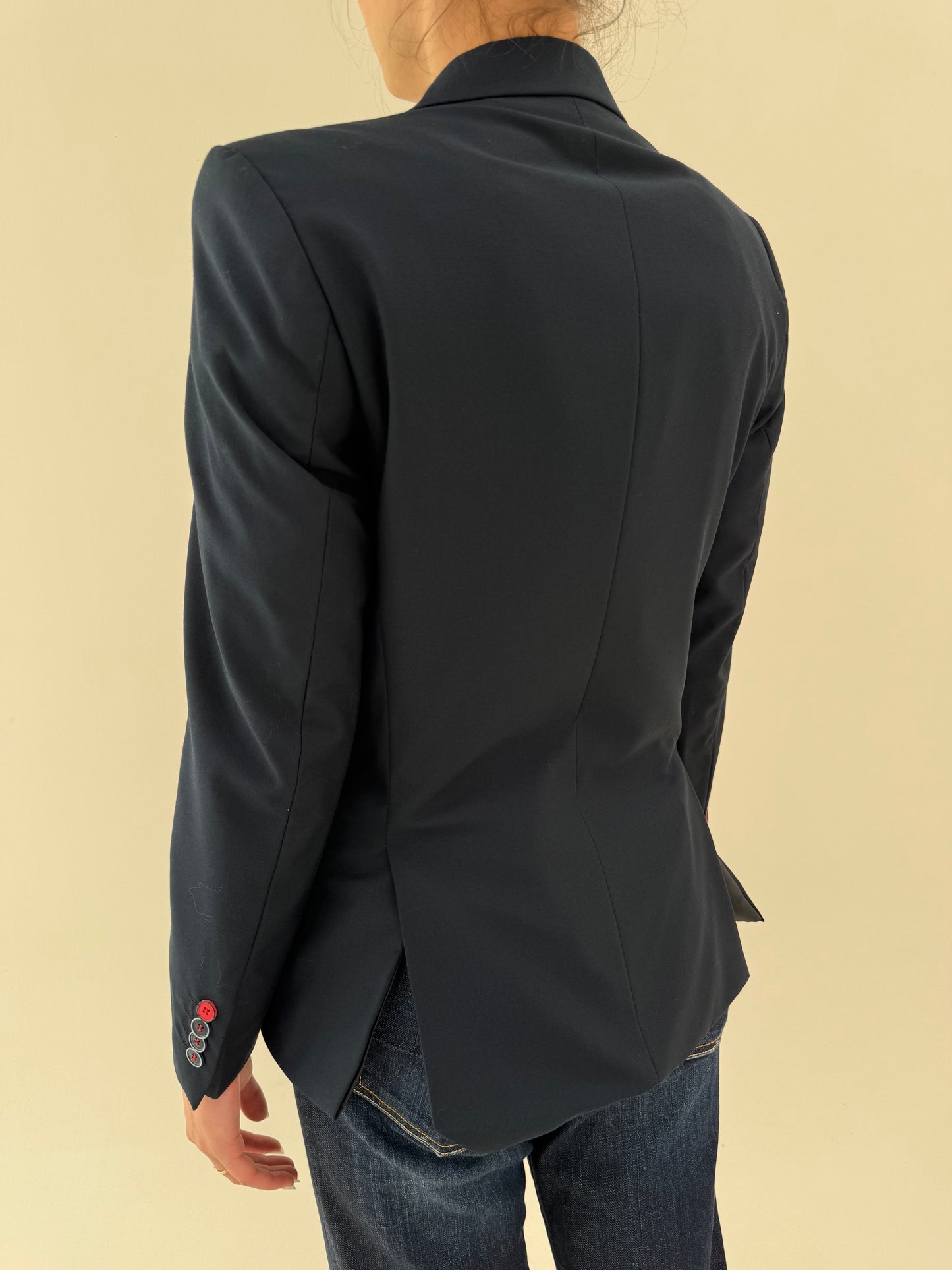 Sacou Navy tall in croi actual din stofita de sezon cald
