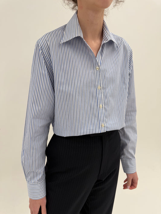Cămașa high end baby blue cu dungi fine verticale