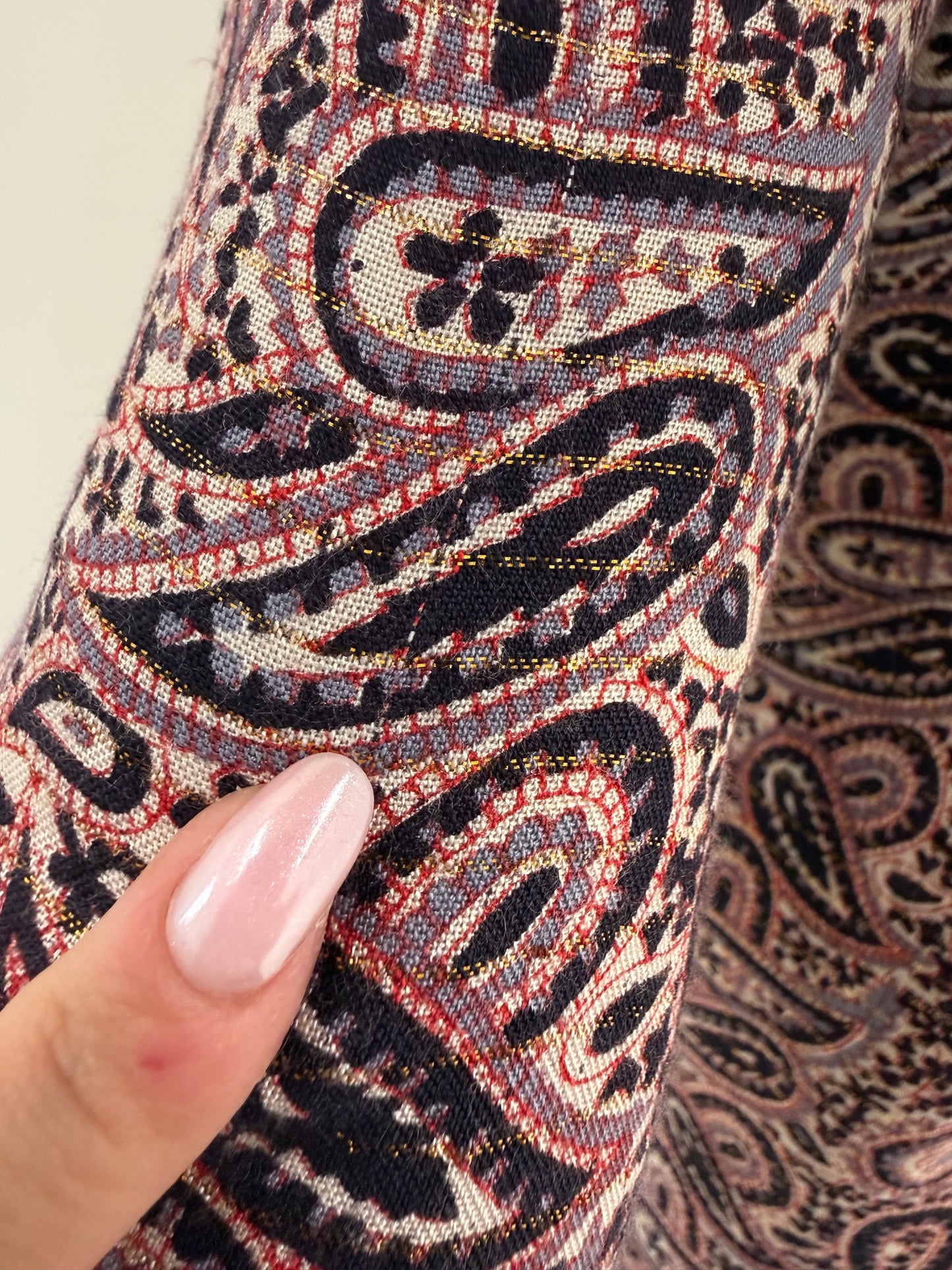 Tunica cu print paisley din panzica cu inserții extrafine de lurex rose gold