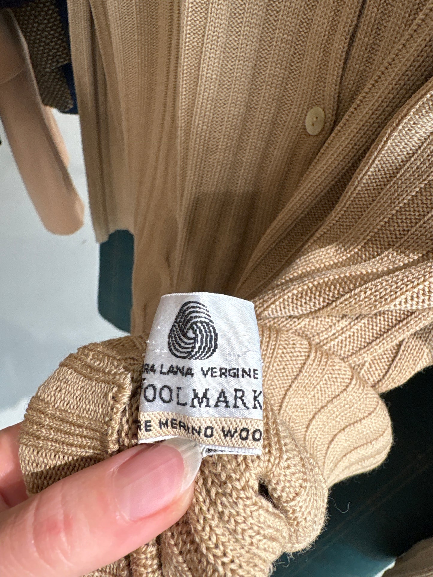 Set camel de gramaj mare din lana merino extrafina ribbed