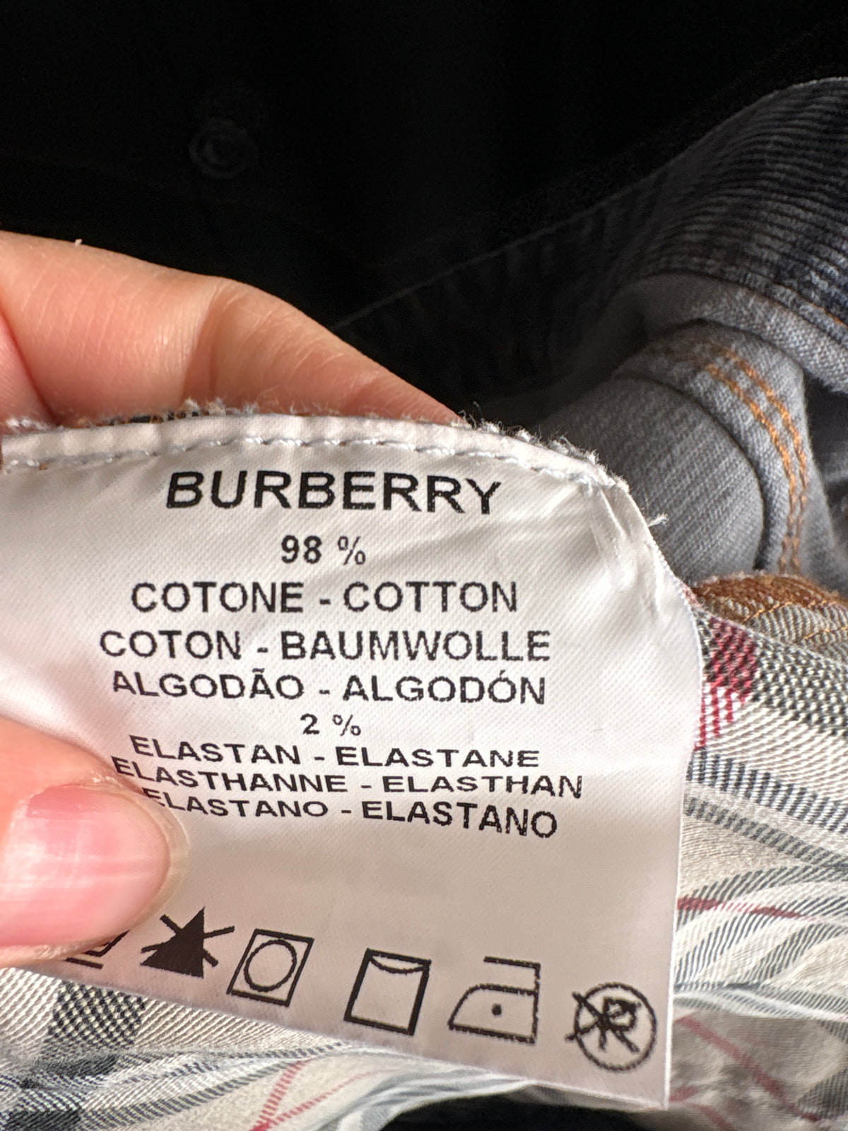 Pantaloni Burberry jeans blue din catifea raiata fin confort straight leg