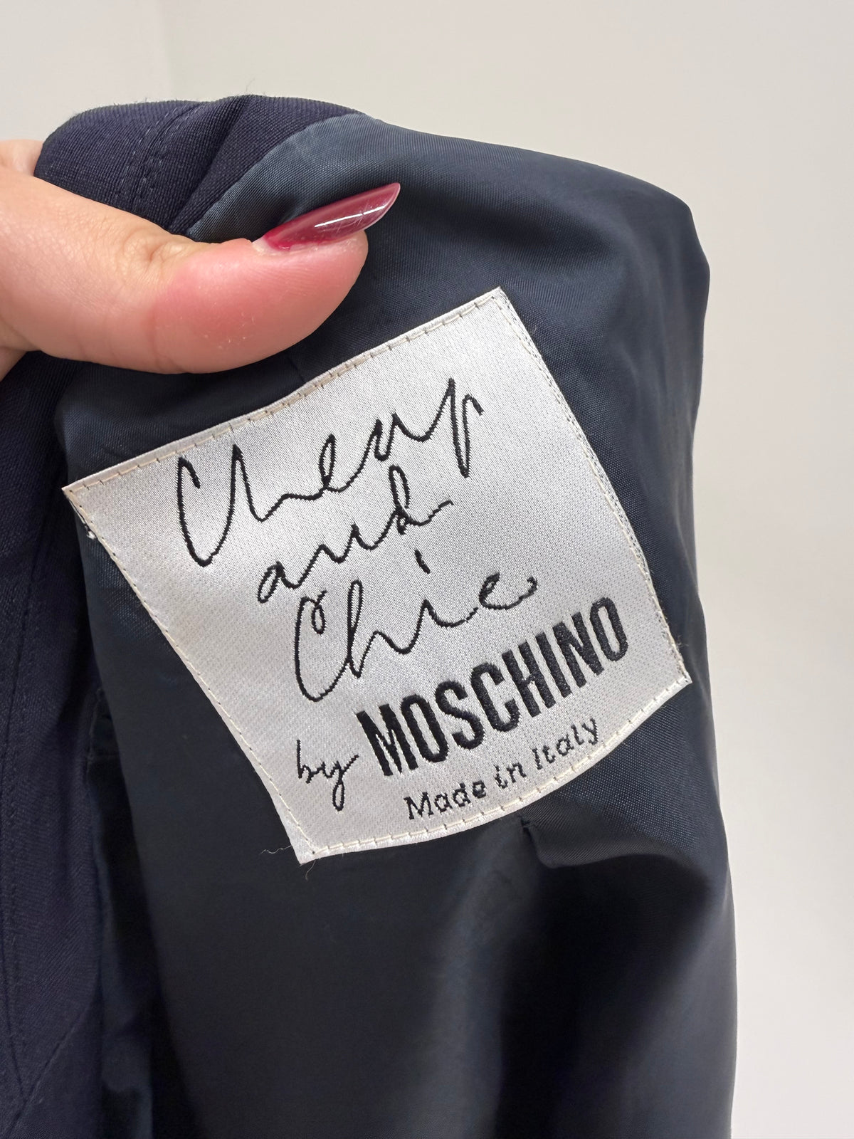 Sacou Moschino Navy blue din lana extrafina cu nasturi metalici aurii