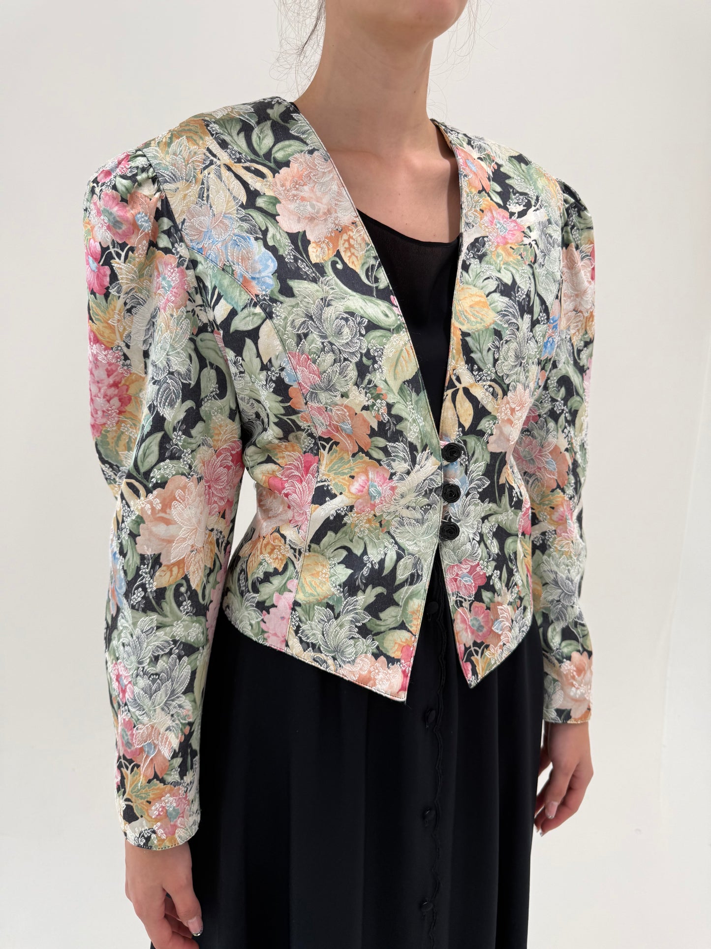 Sacou vintage cu umeri bufanți din jacquard superb de bumbac