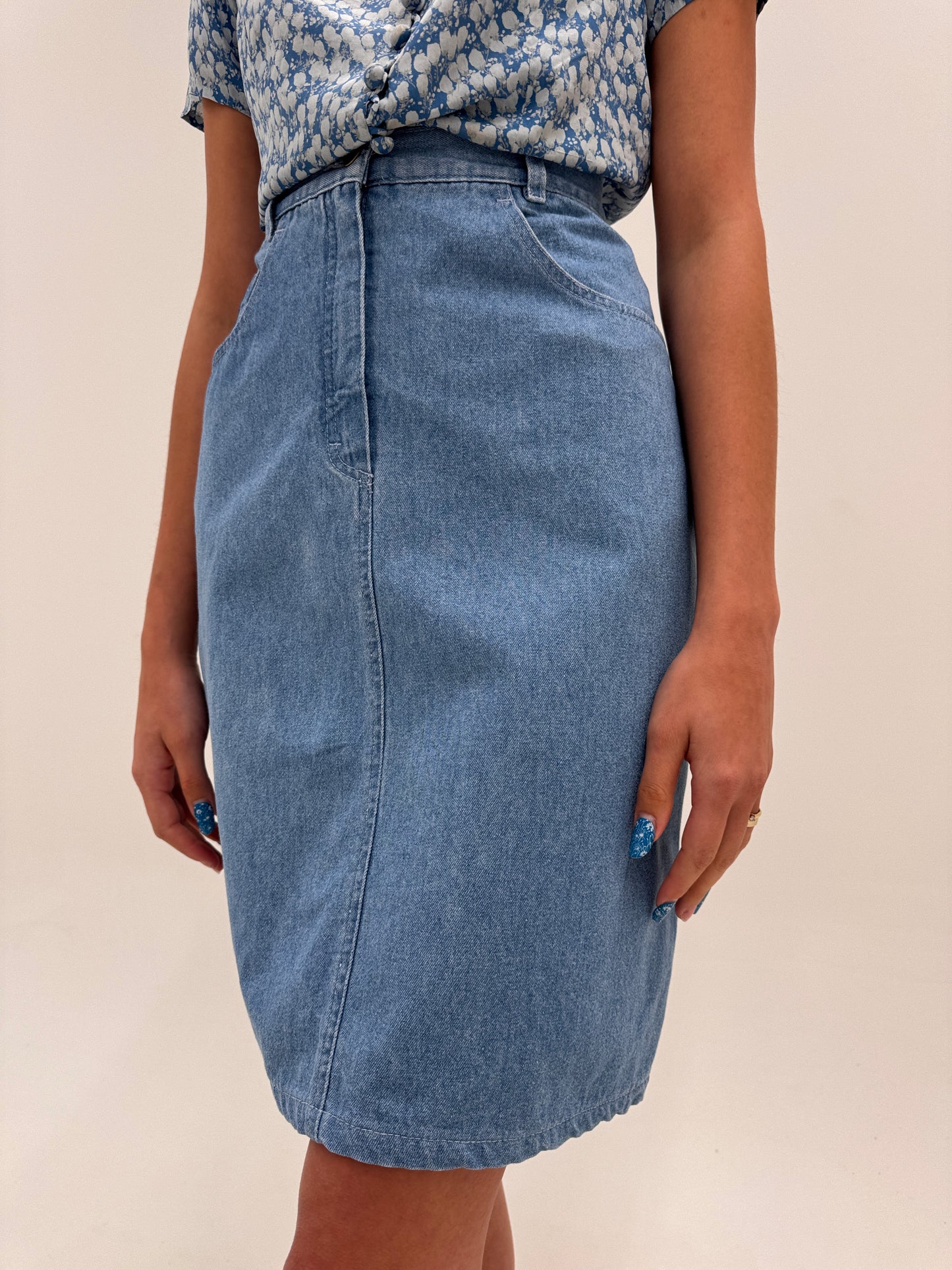 Fustă luxury Trussardi din jeans cu talie ultra înaltă