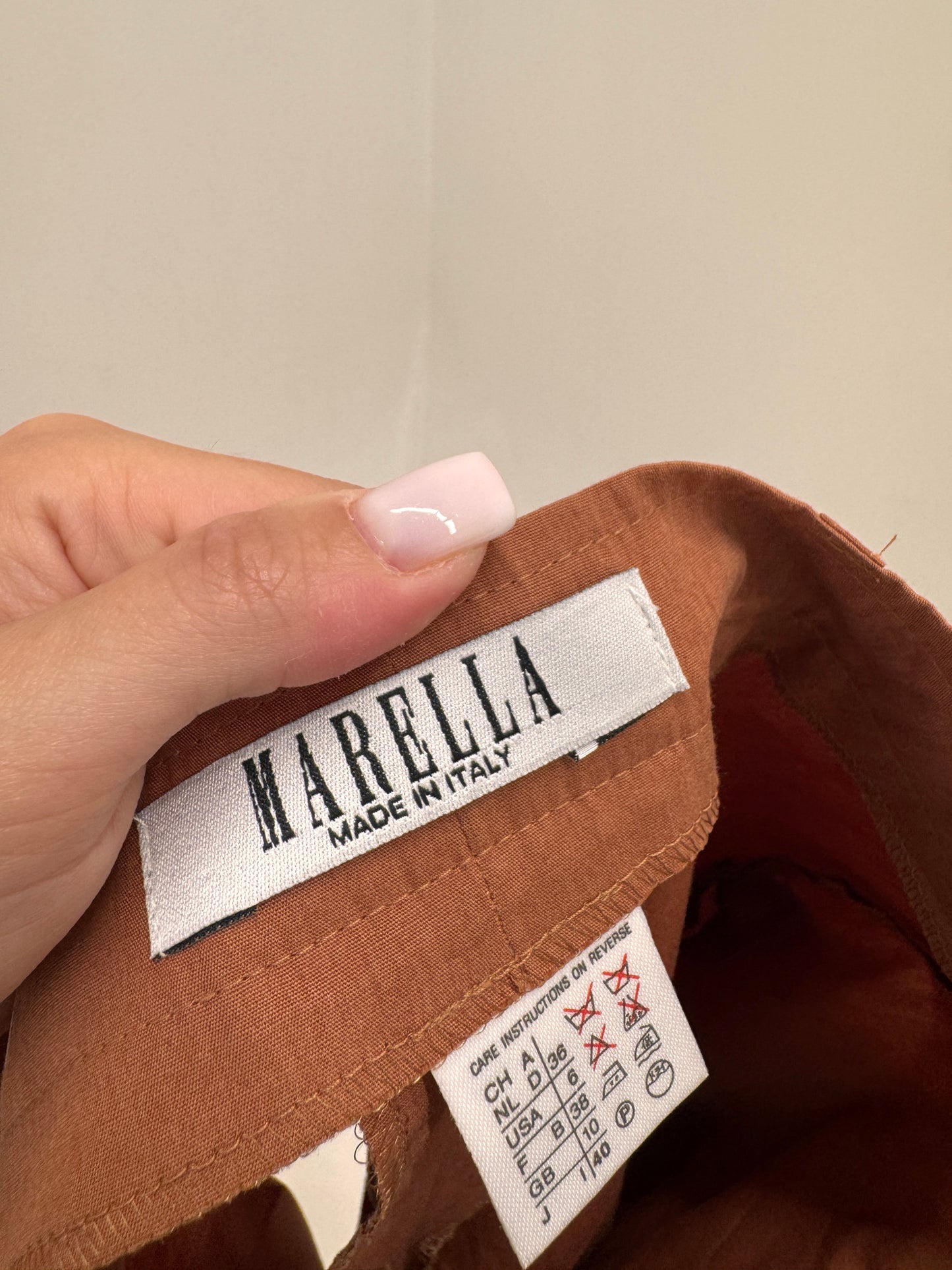 Pantaloni Marella by Max Mara caramel brown din poplin premium de bumbac