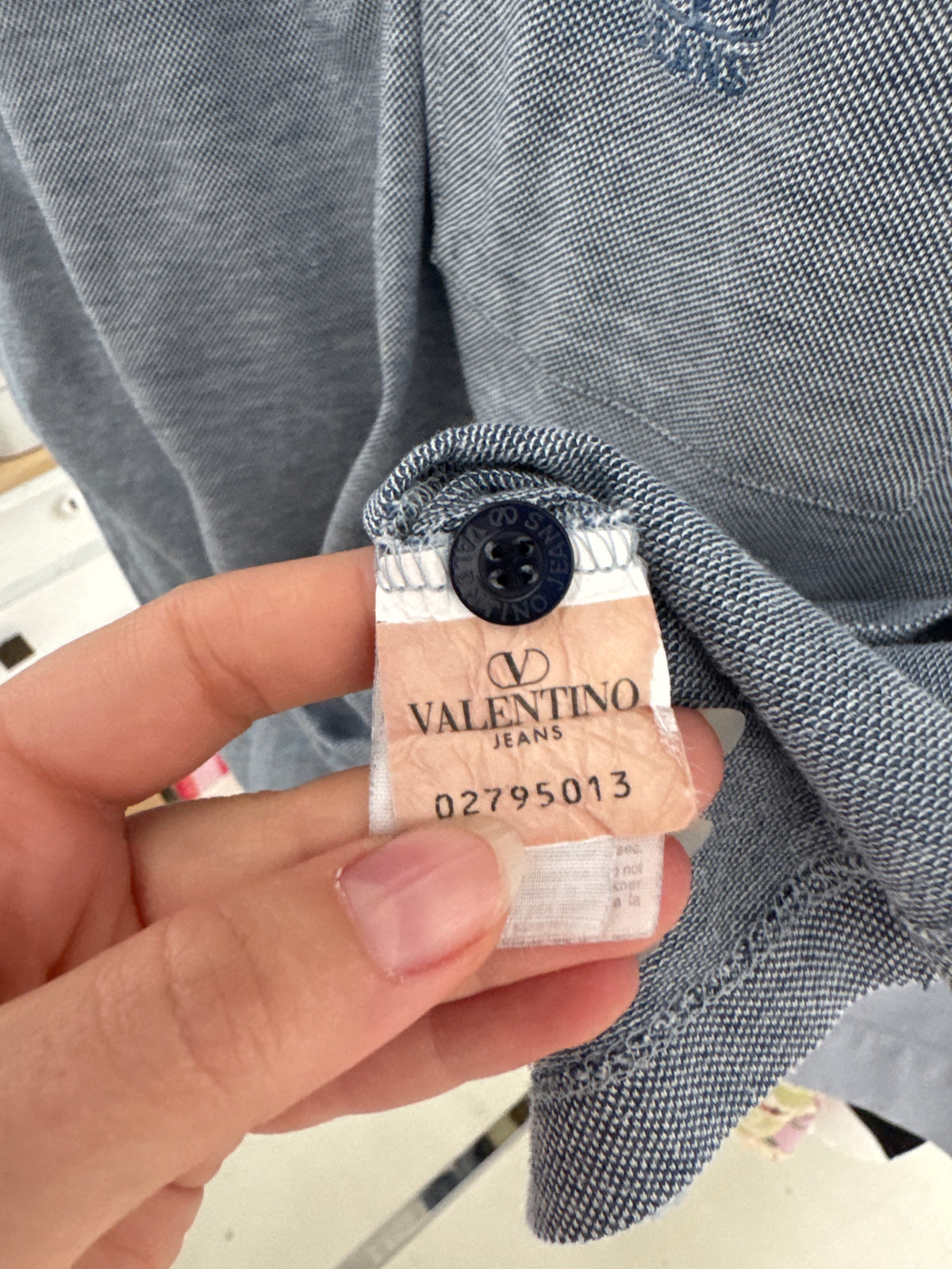 Tricou Valentino polo jeans blue din bumvca excepțional pique