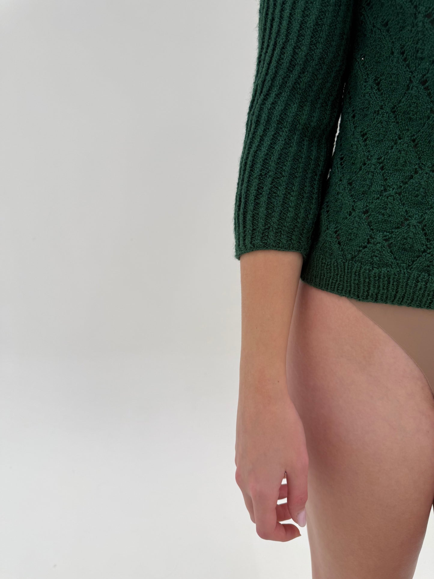 Set vintage forest green din tricot de lana extrafina