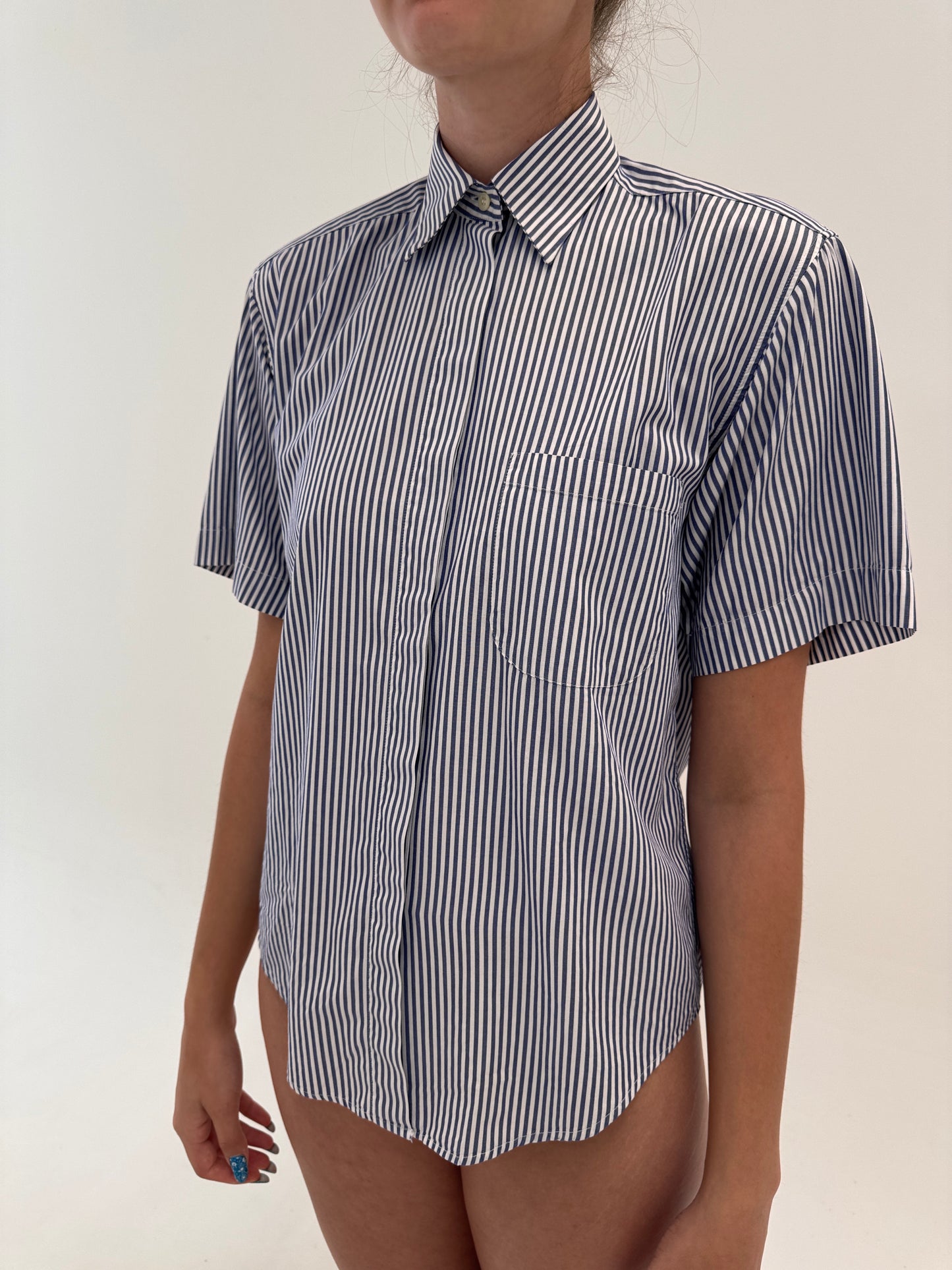 Cămașa luxury Trussardi din poplin excepțional de bun ca în dungi