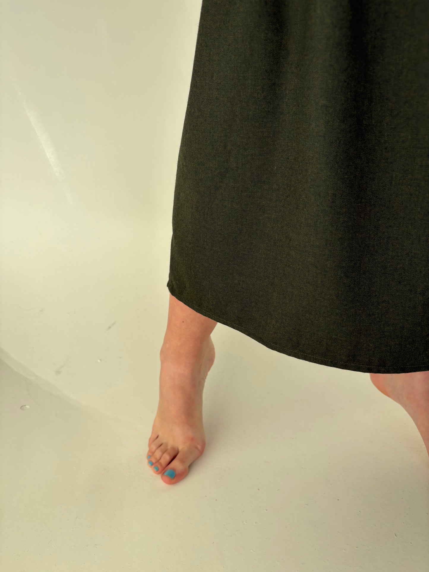 Fustă maxi forest green cu talie ultra înaltă elastica din stofă