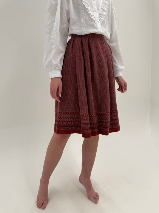 Fustă vintage superbă din stofă de lana extrafina în croi super amplu