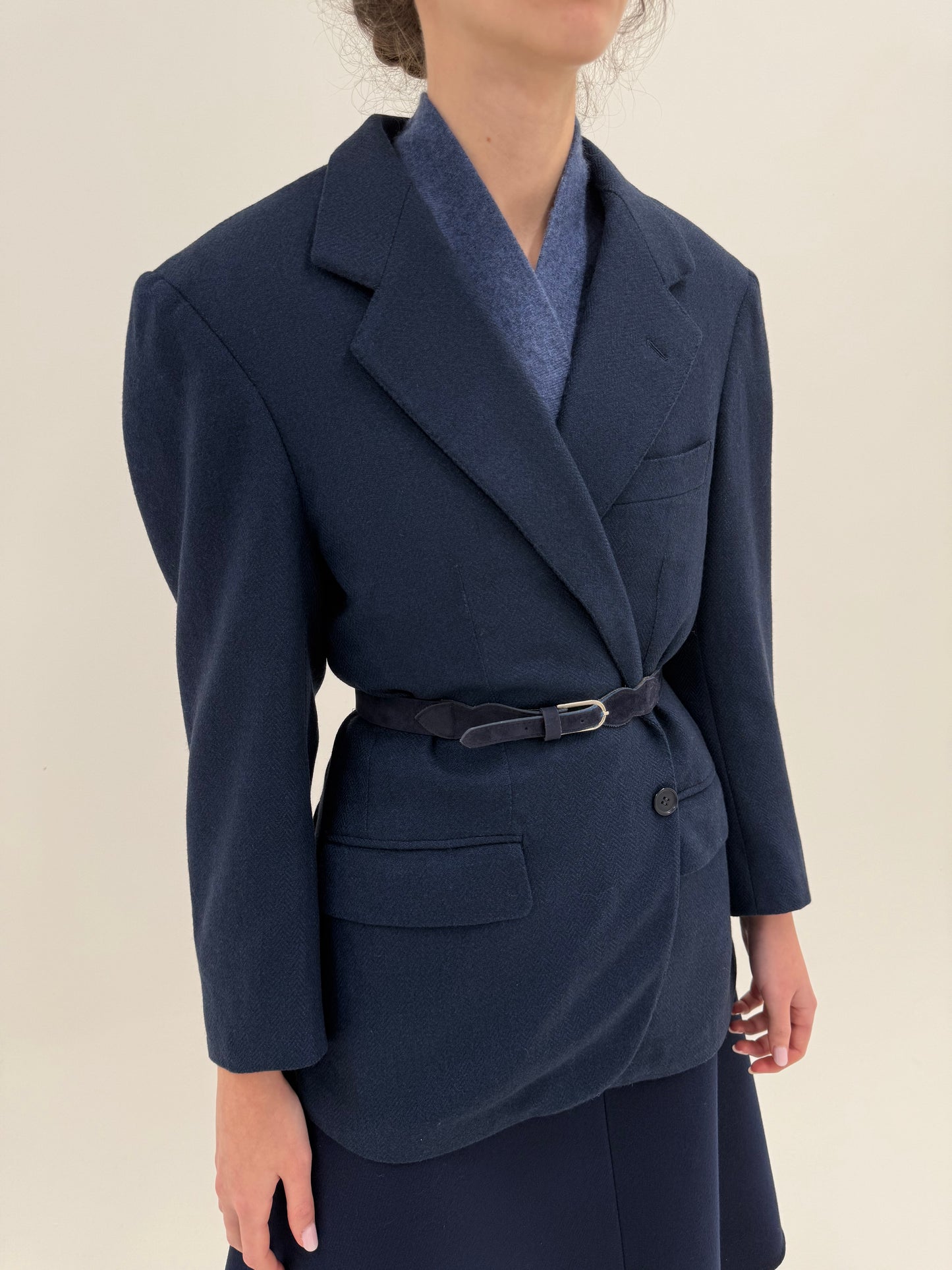 Sacou couture italian petite din stofă de lana plină extrafina Chevron