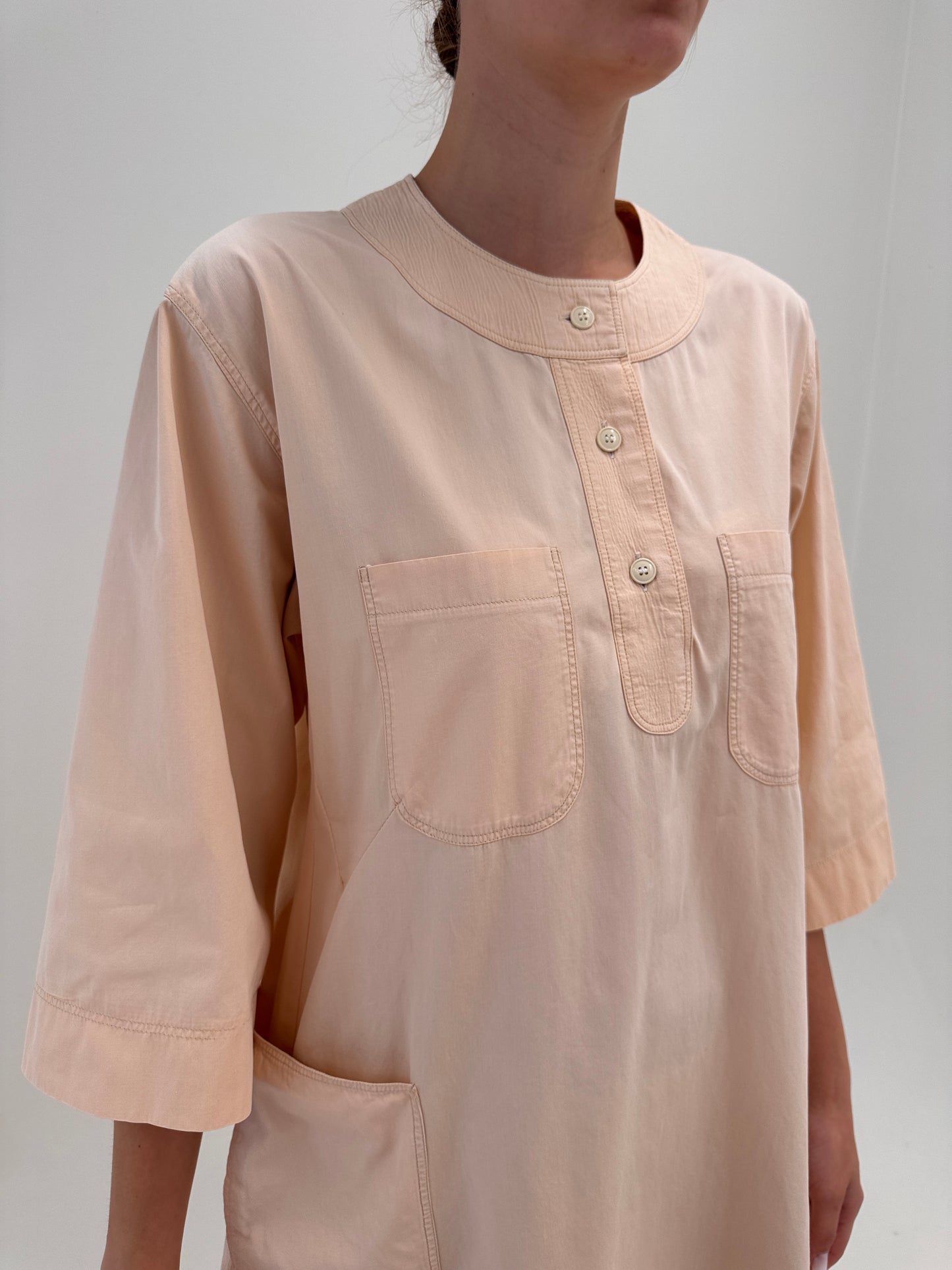 Rochie vintage de brand luxury Cacharel on stil kaftan din poplin de bumbac