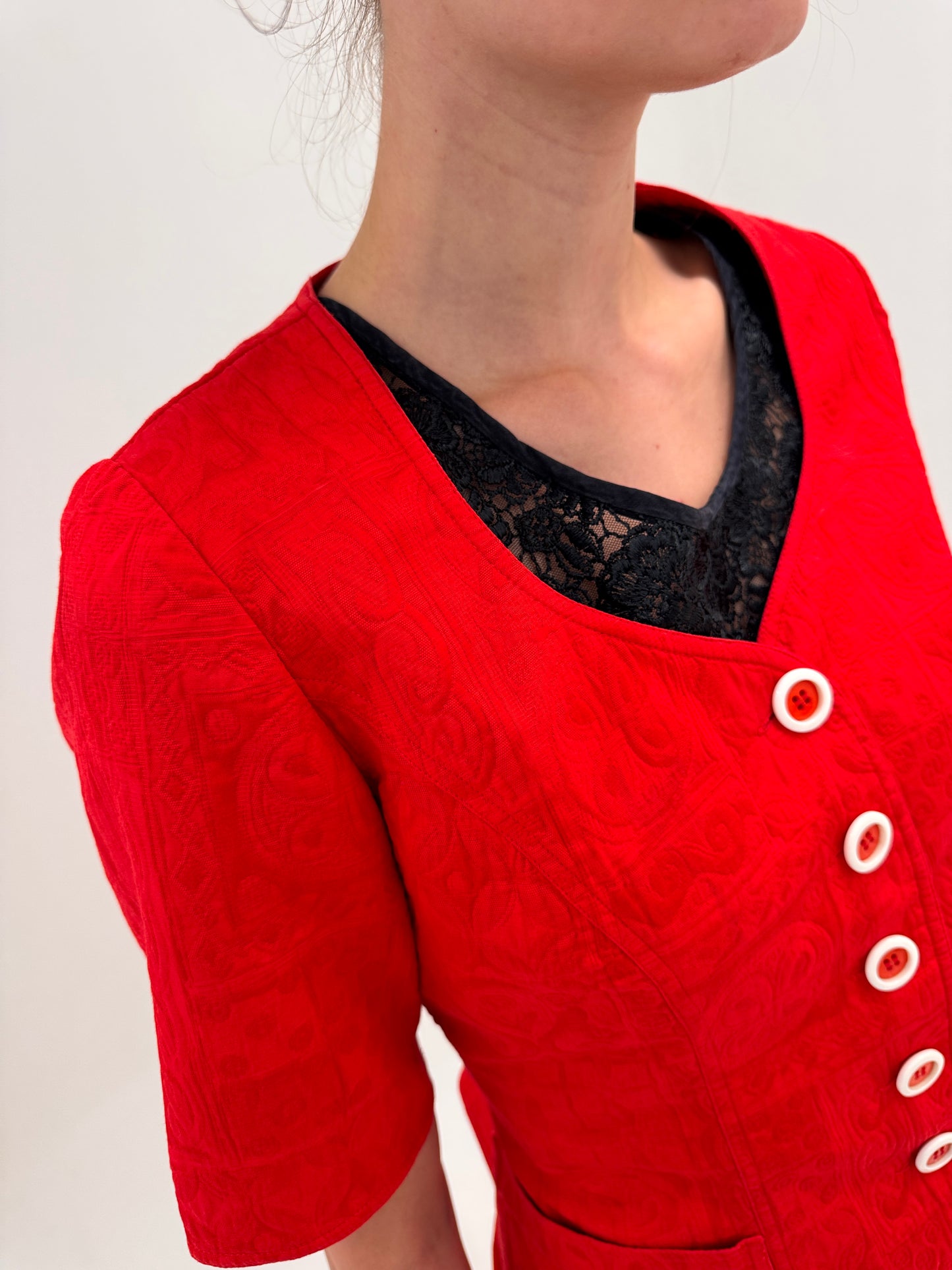 Sacou vintage luxury Ungaro cambrat tip corsaj din brocart de vară din bumbac