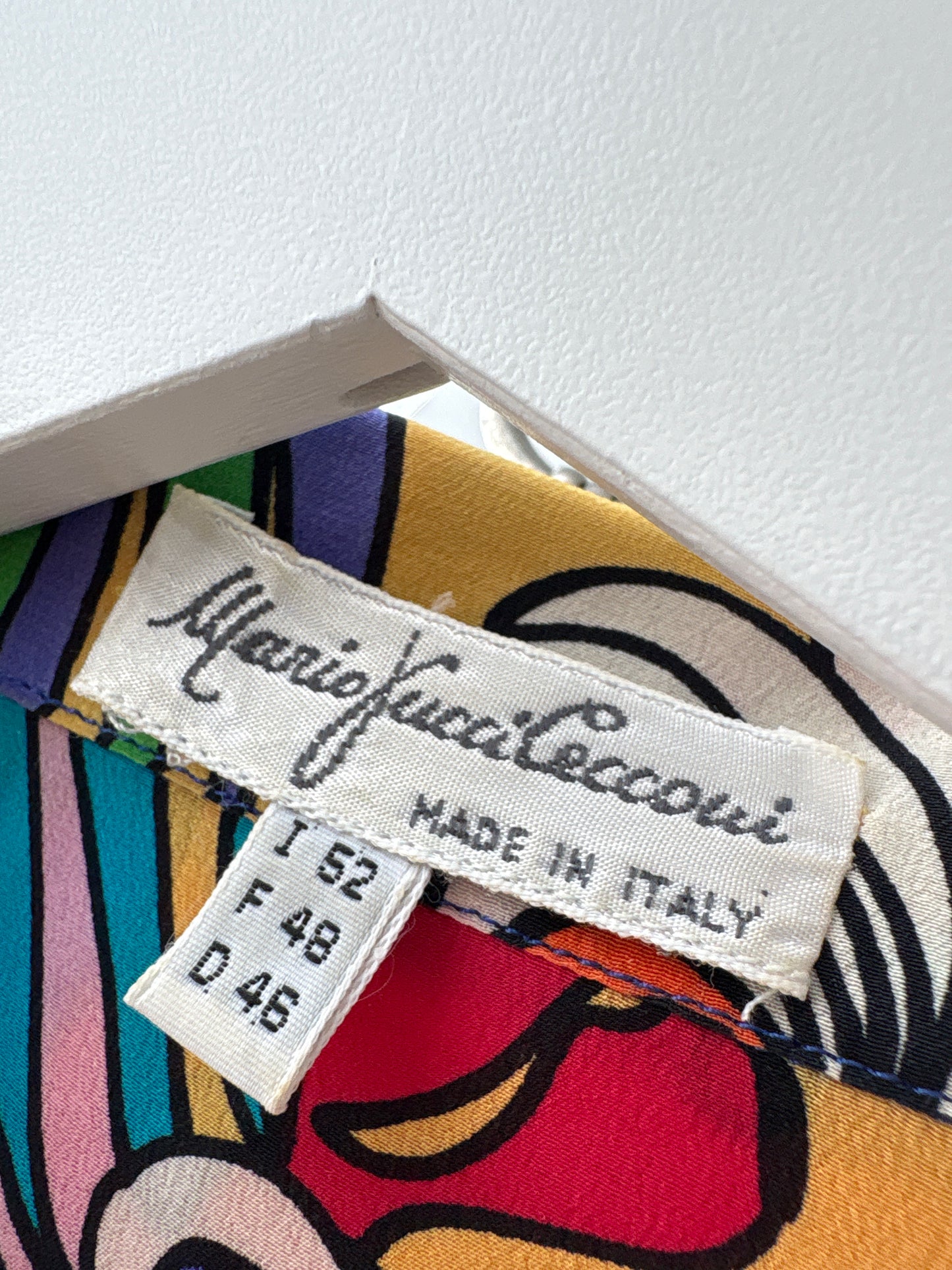 Cămașa vintage italiană de designer cu print superb în culori tari