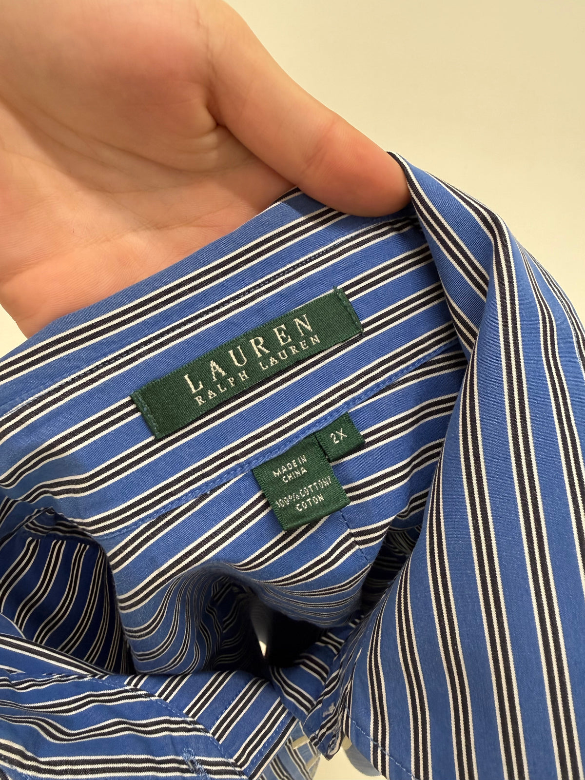 Cămașa plus size Ralph Lauren în dungi din poplin gros de bumbac