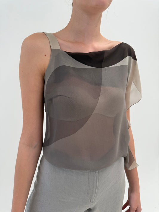 Top Max Mara ultra chic din mătase naturală sheer în culori neutre