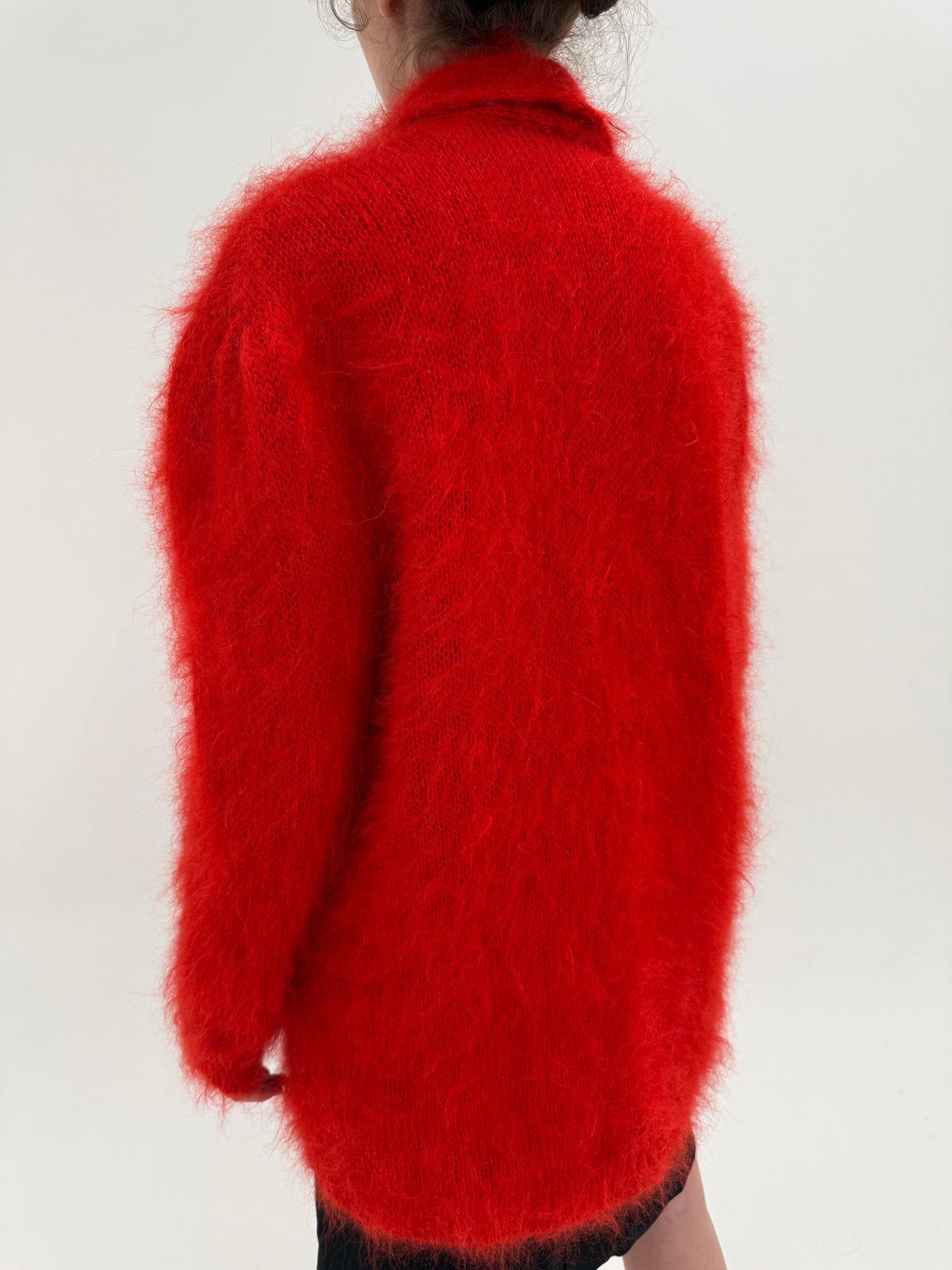 Jacheta vintage in croi oversized din mohair gros pufos și foarte călduros